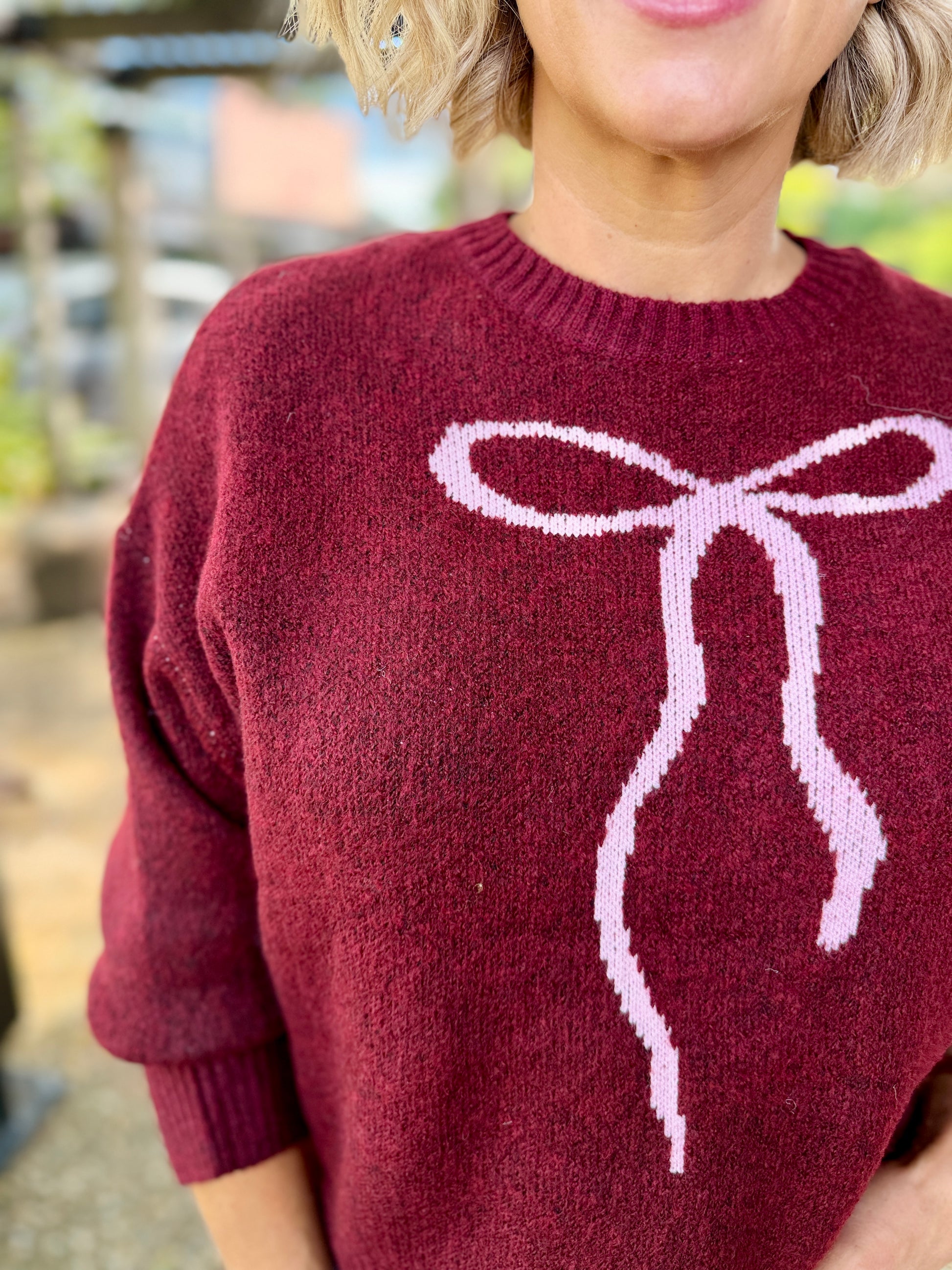 Monroe Bow Knit – Wine