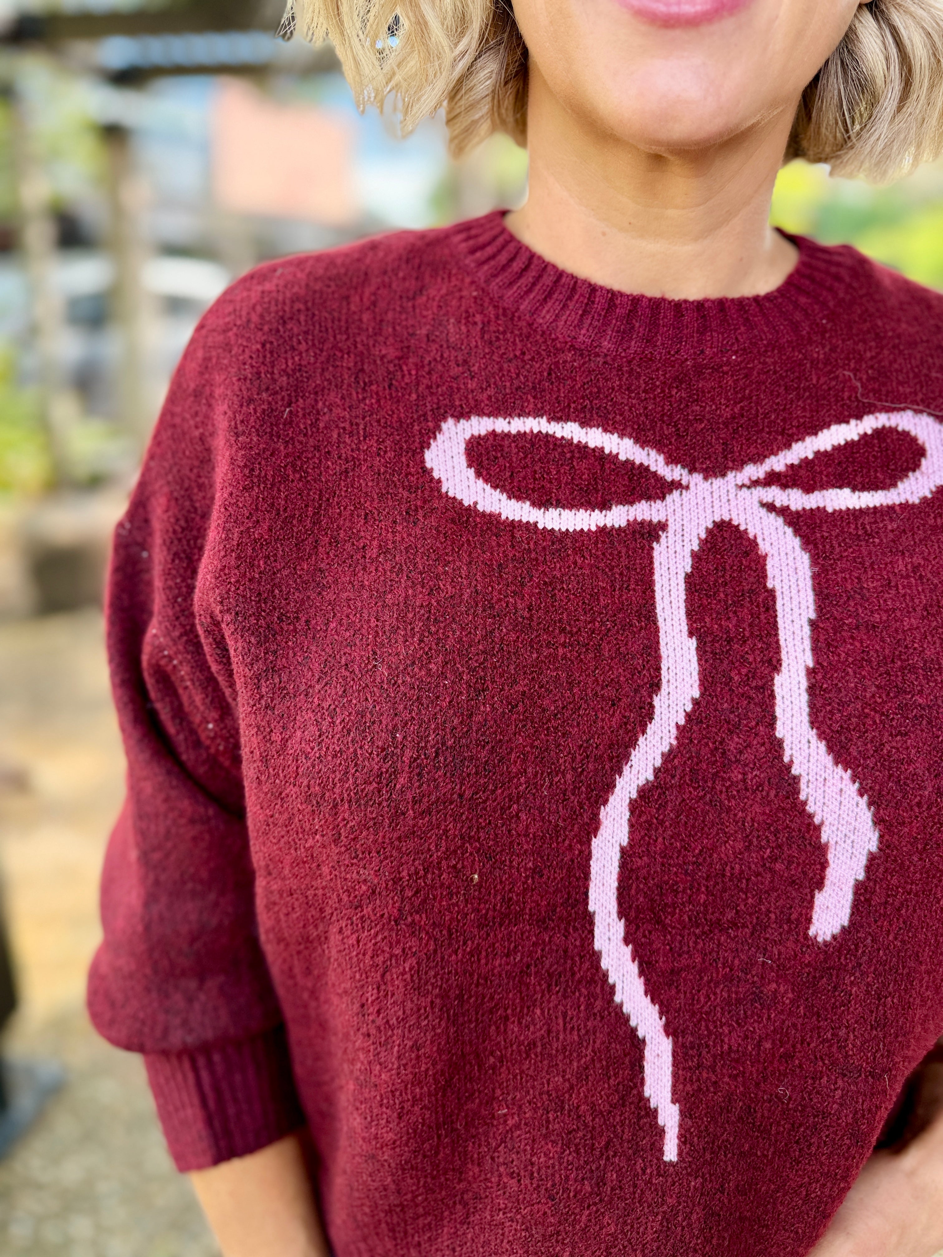 Monroe Bow Knit – Wine