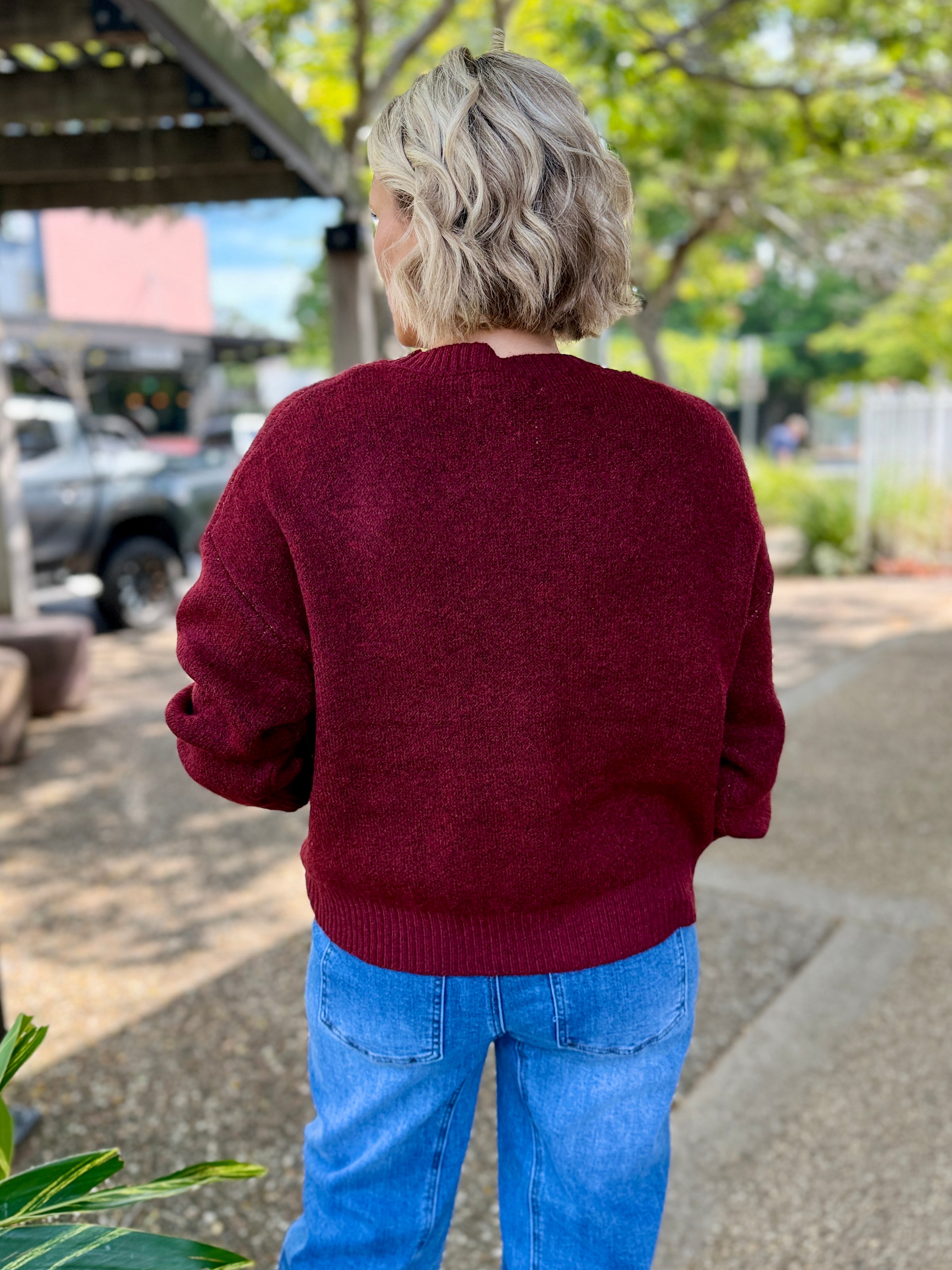 Monroe Bow Knit – Wine