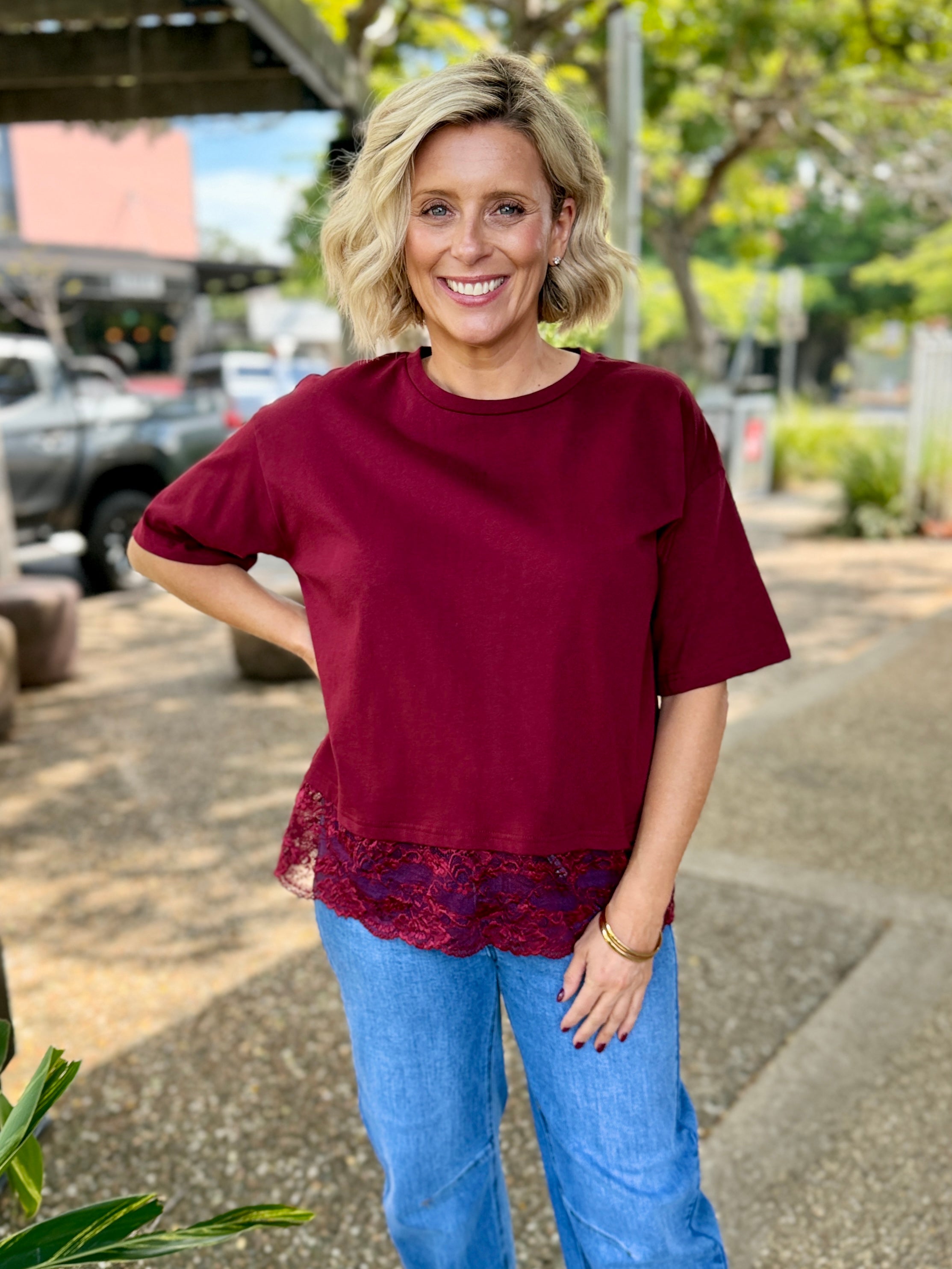 Lennon Lace Top – Wine