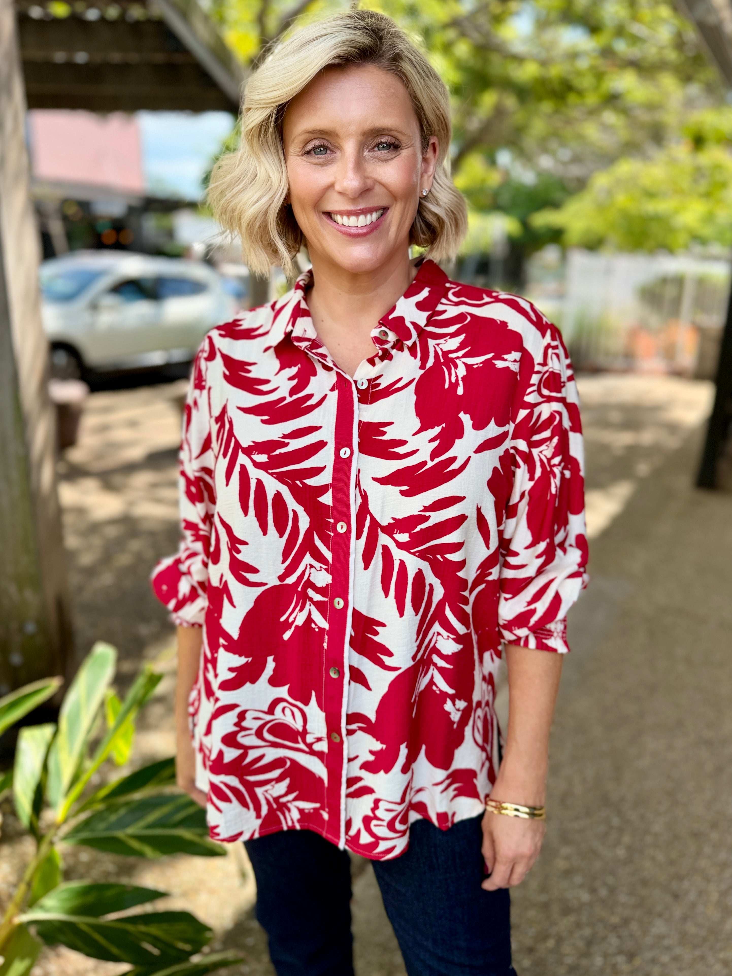 Moulin Rouge Floral Shirt – Red
