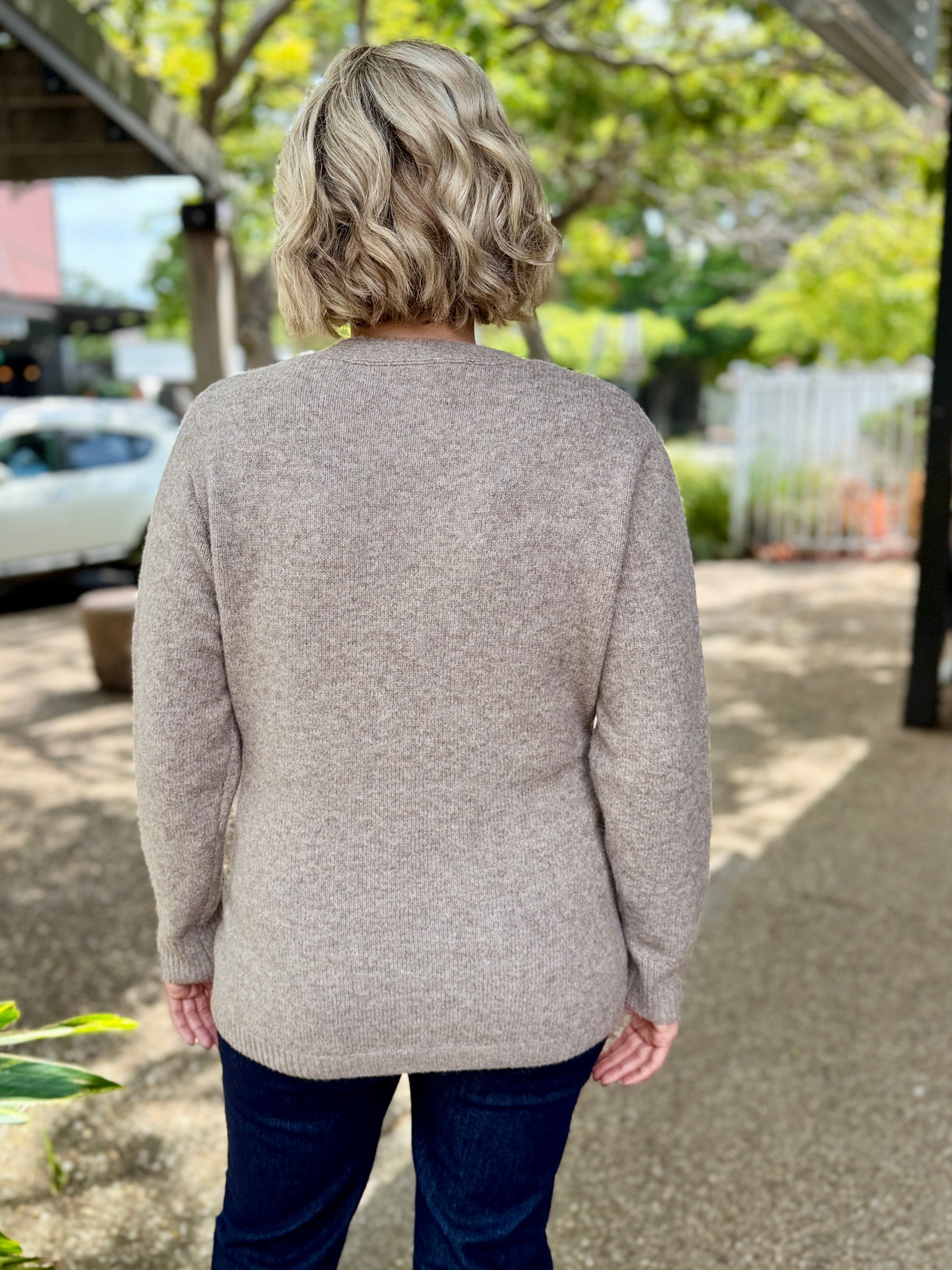 Miru Button Cardigan – Stone