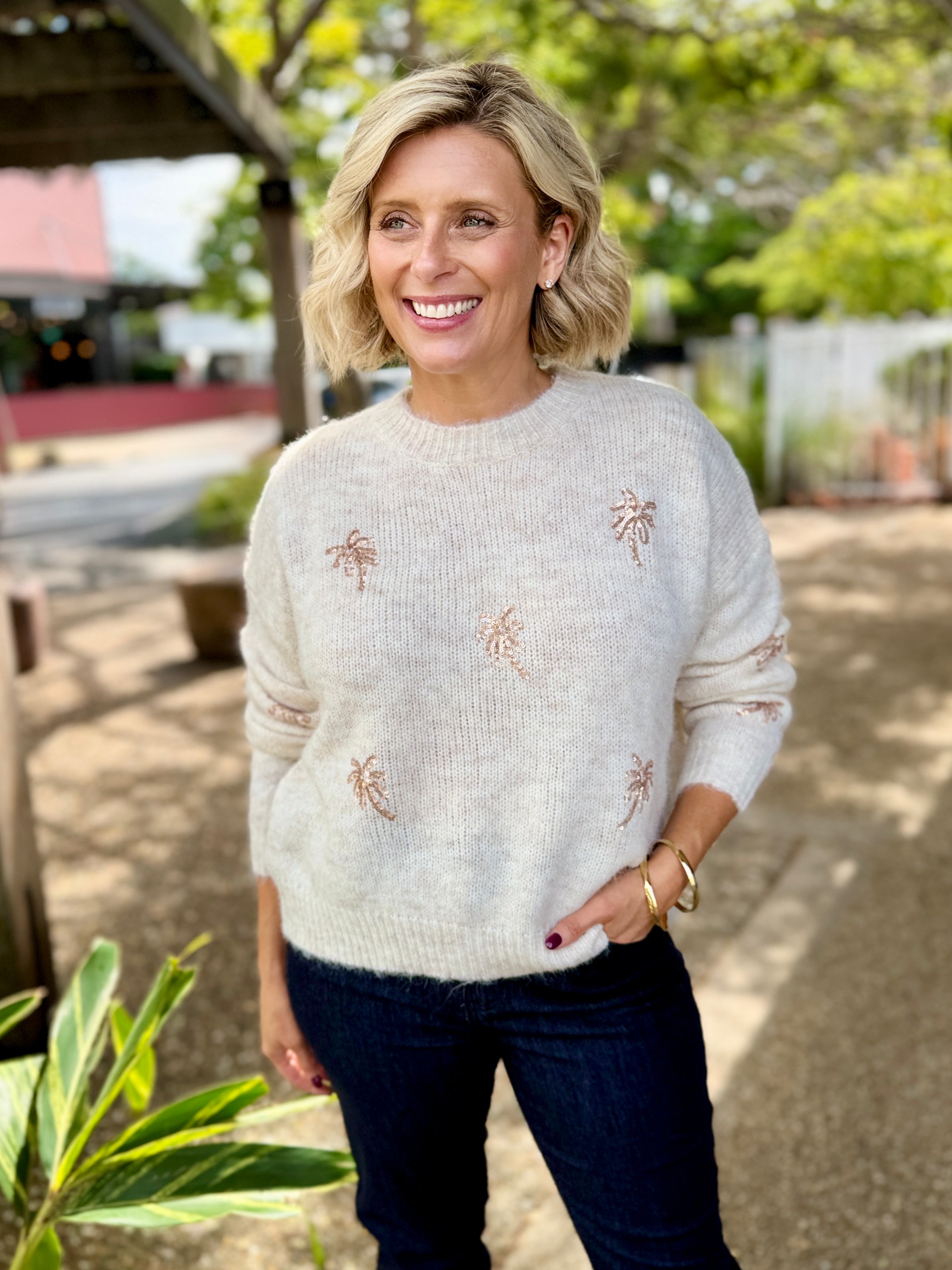 Calypso Palm Knit – Oat