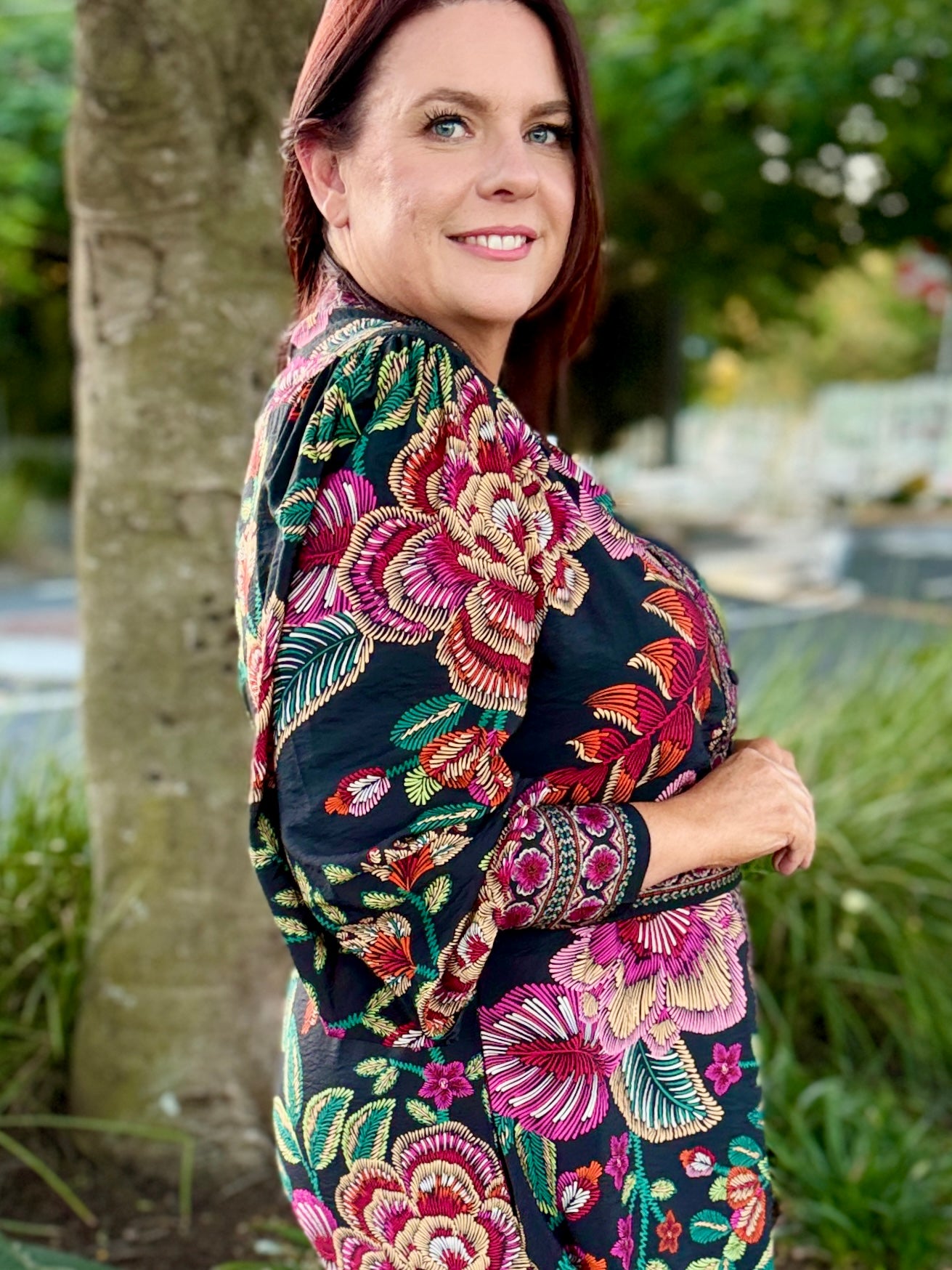Tamera Midi Dress - Black Floral