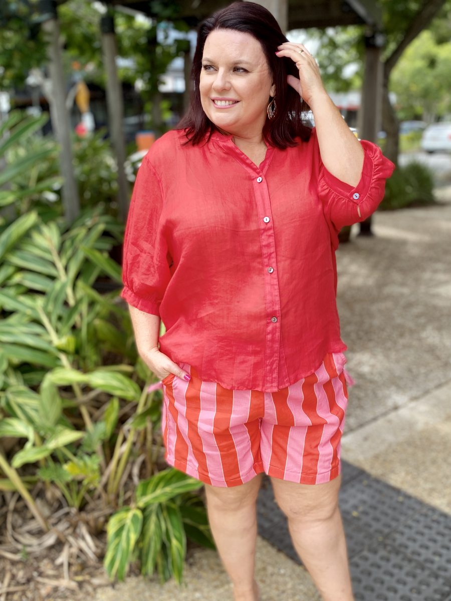 Aurora Linen Shirt – Red