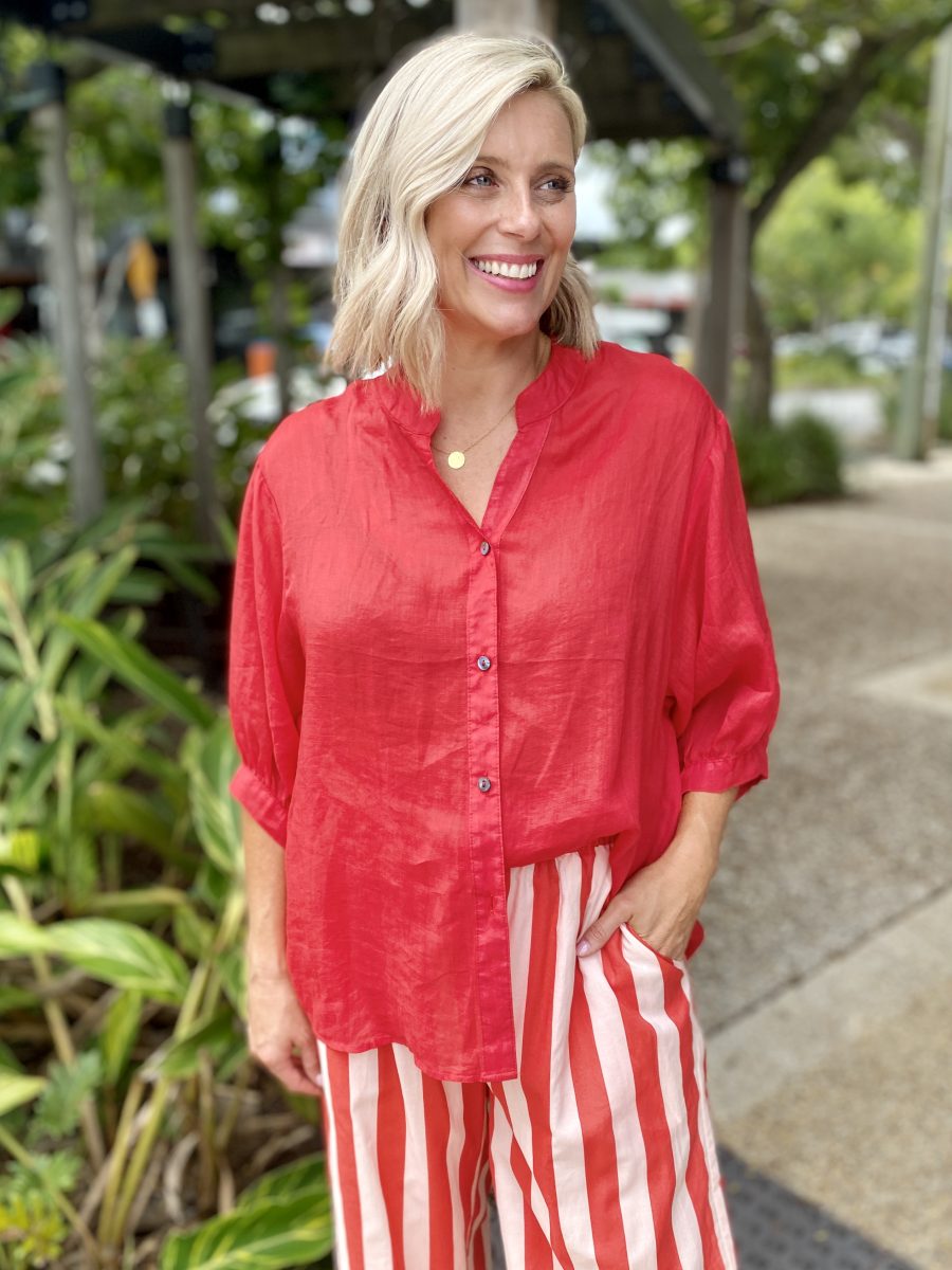 Aurora Linen Shirt – Red