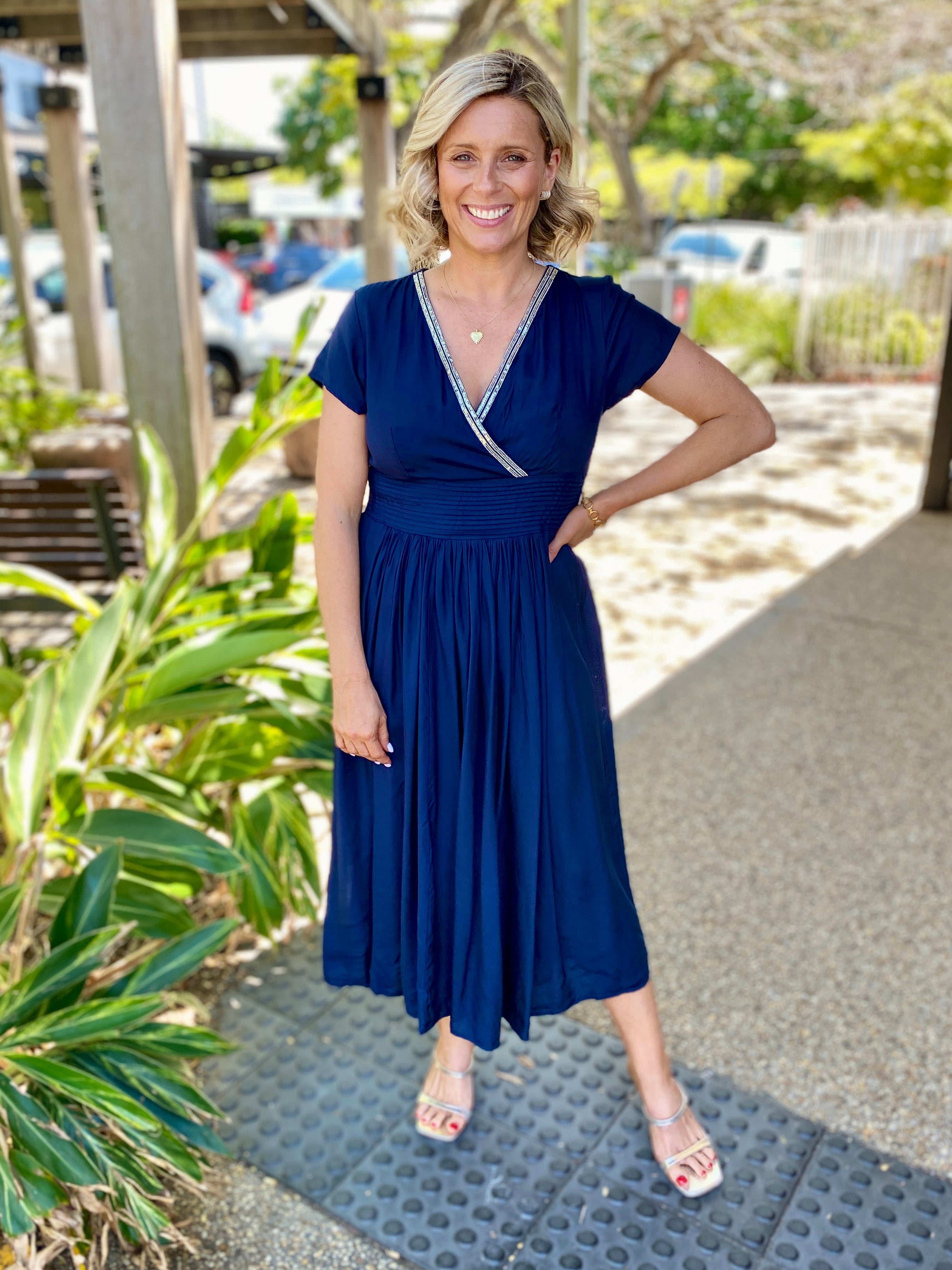 Beth Lux Dress – Navy