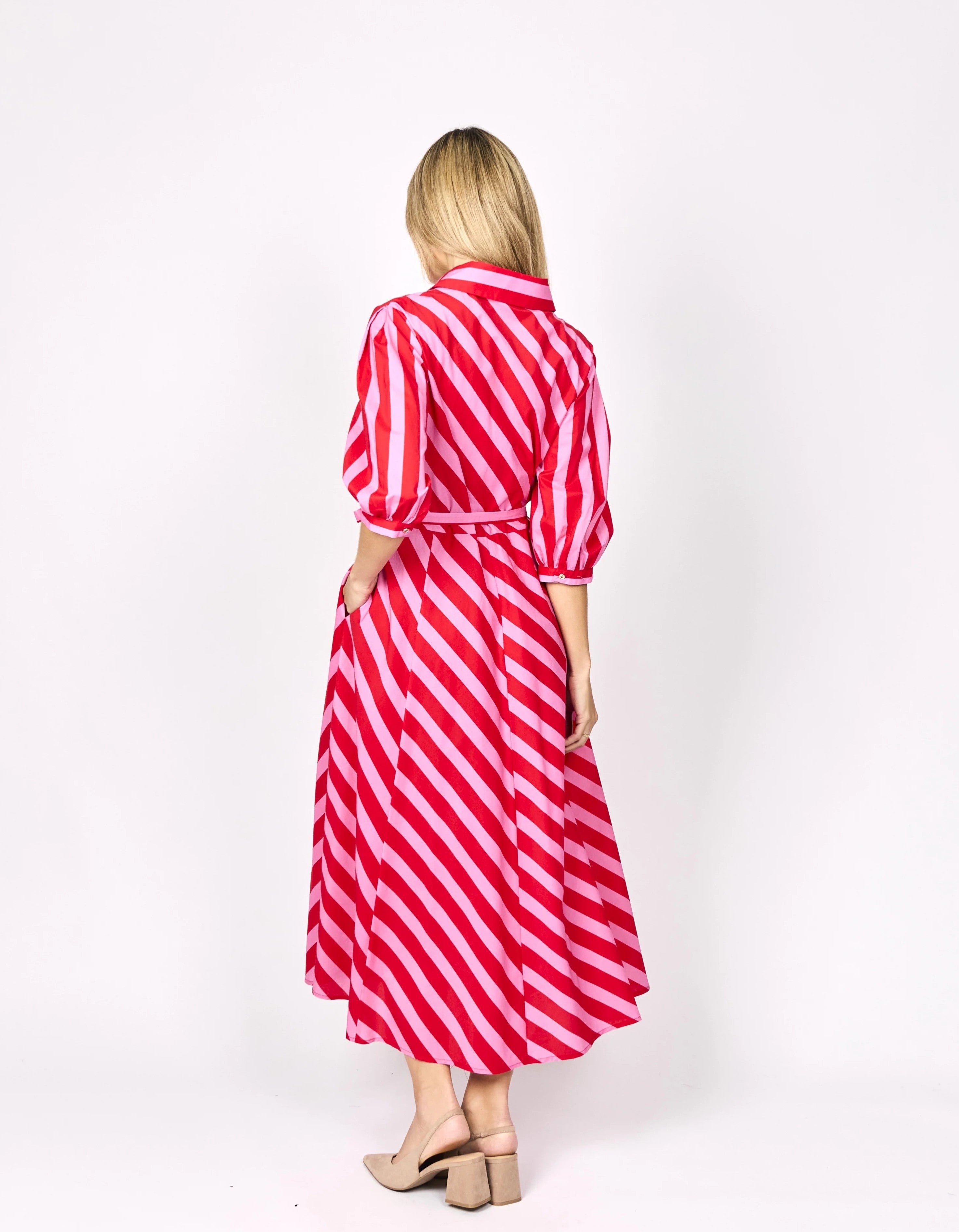 Anika Dress - Red/Pink Stripe