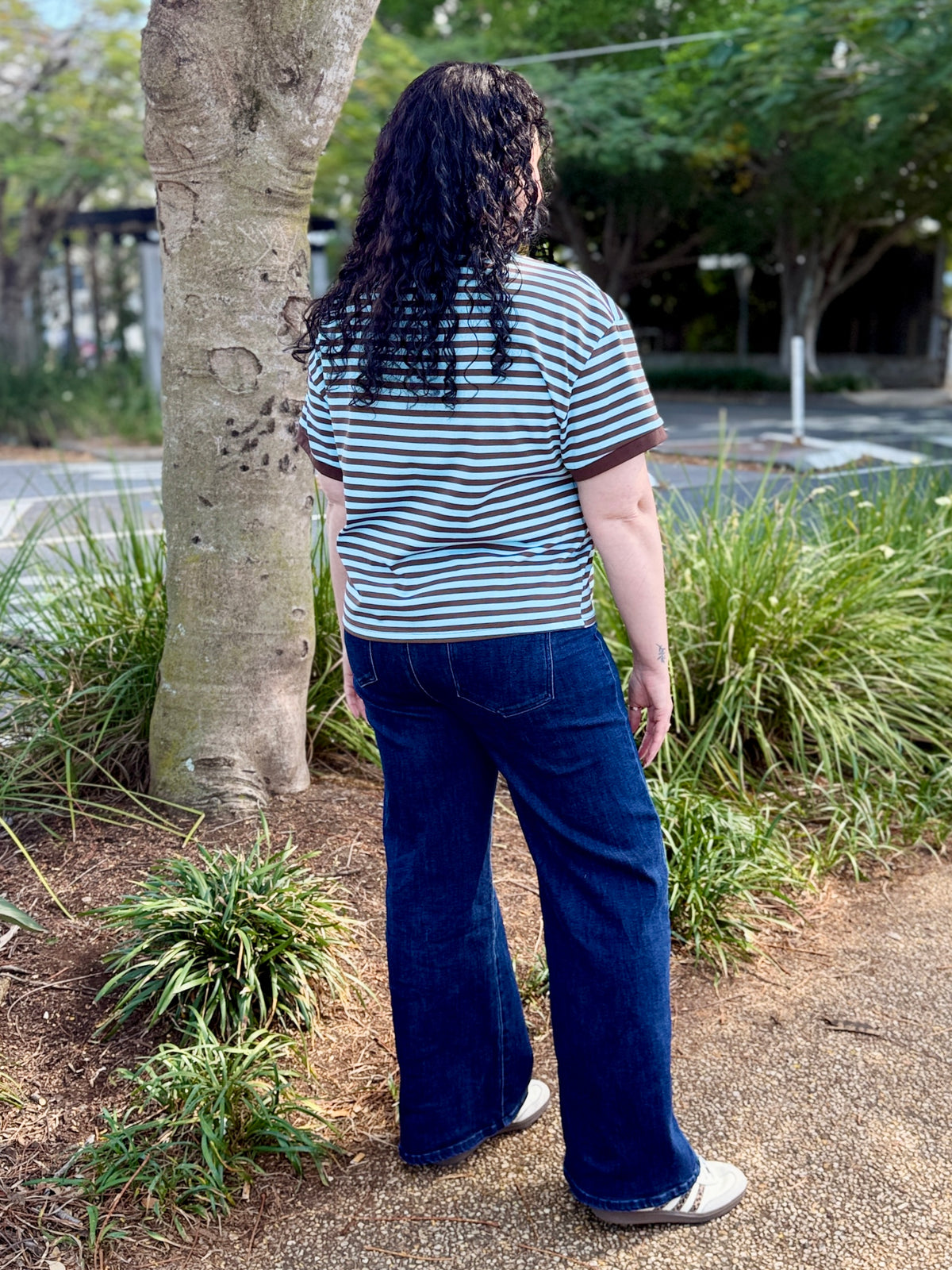 Jenny Tee - Blue/Coffee