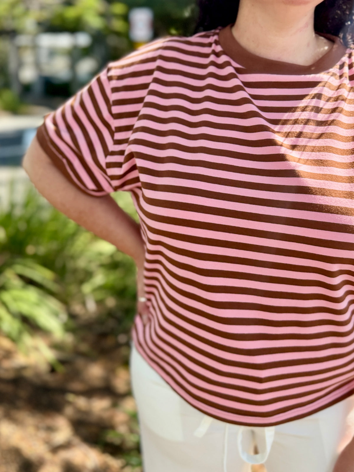 Jenny Tee - Pink/Coffee