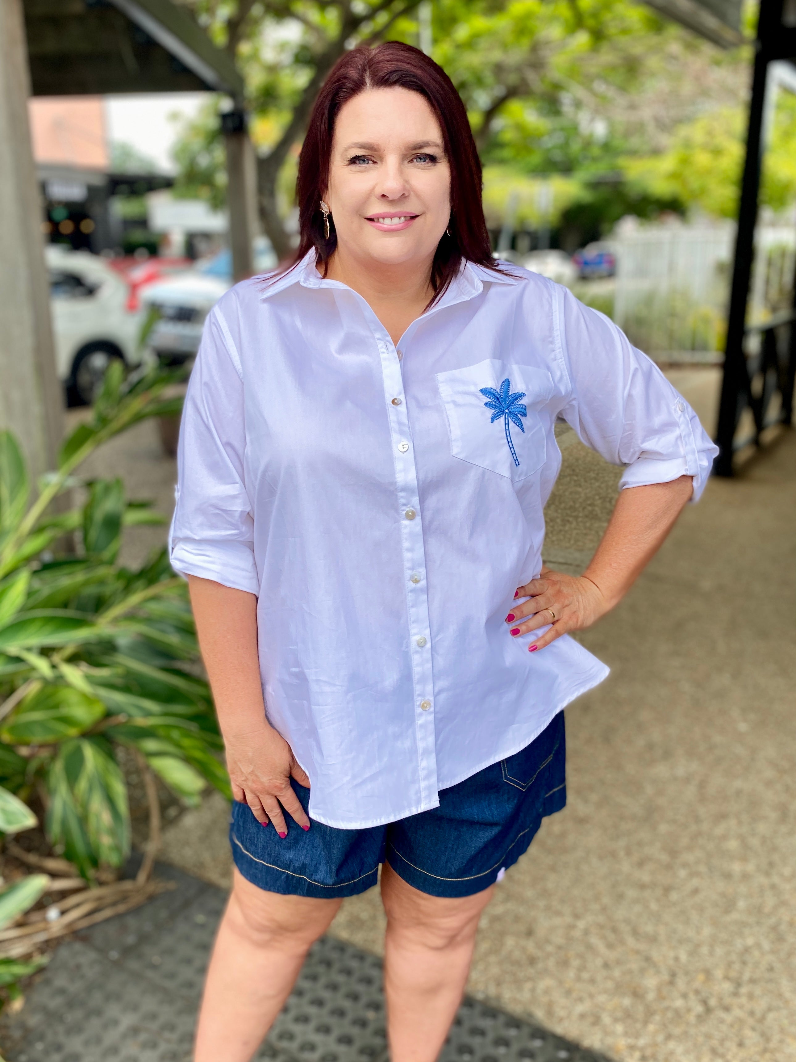 Alannah Shirt – White/Blue