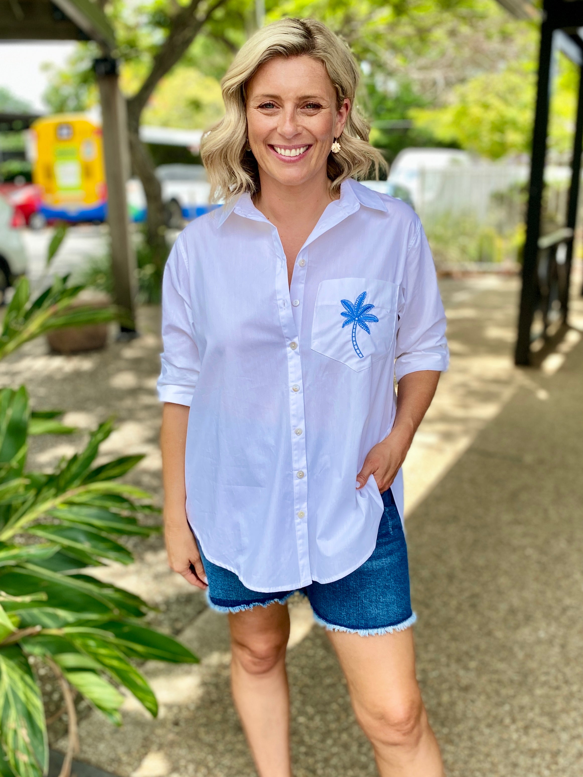 Alannah Shirt – White/Blue