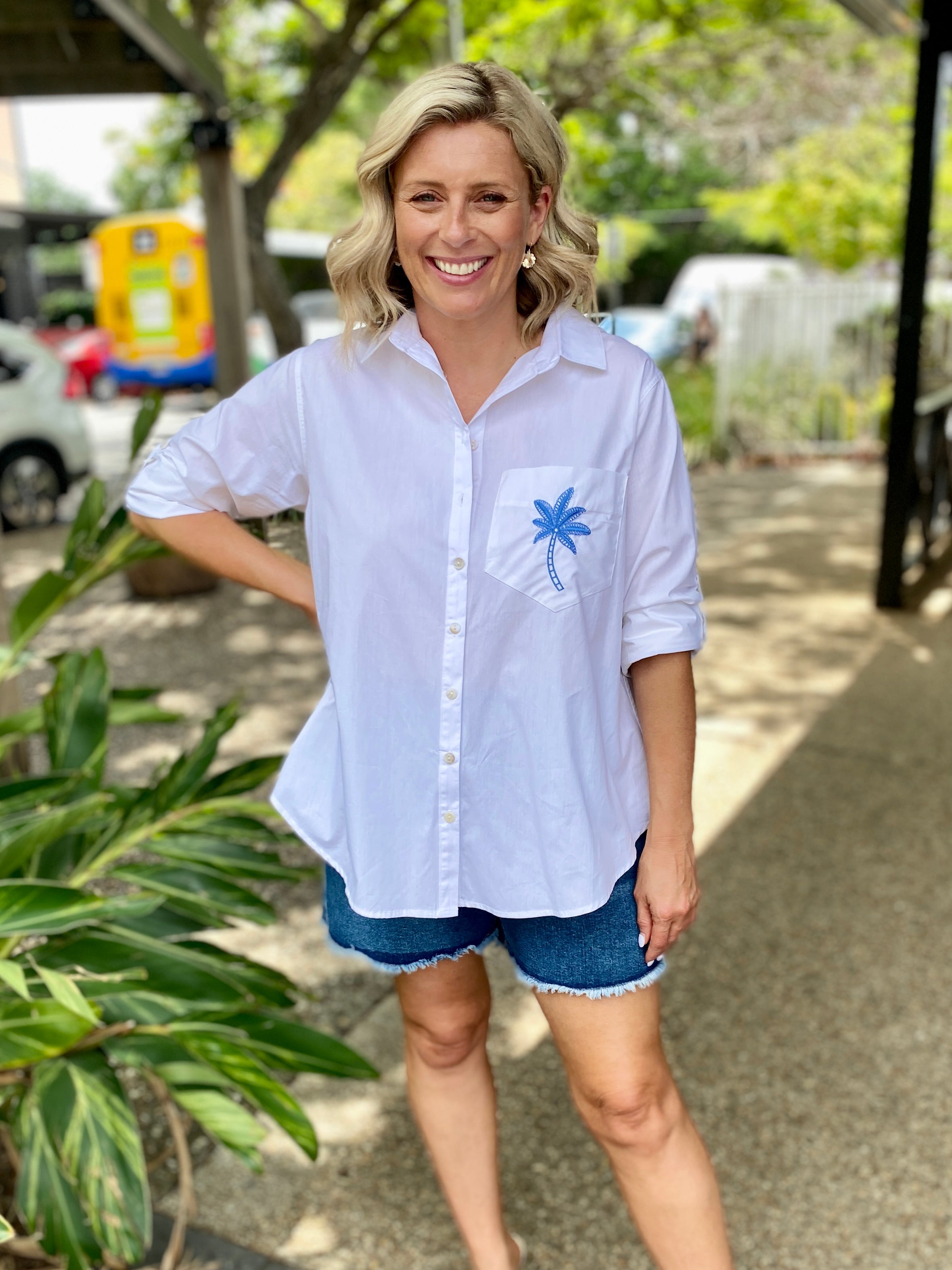 Alannah Shirt – White/Blue