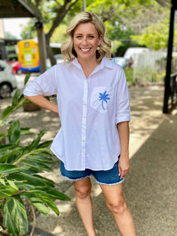 Alannah Shirt – White/Blue