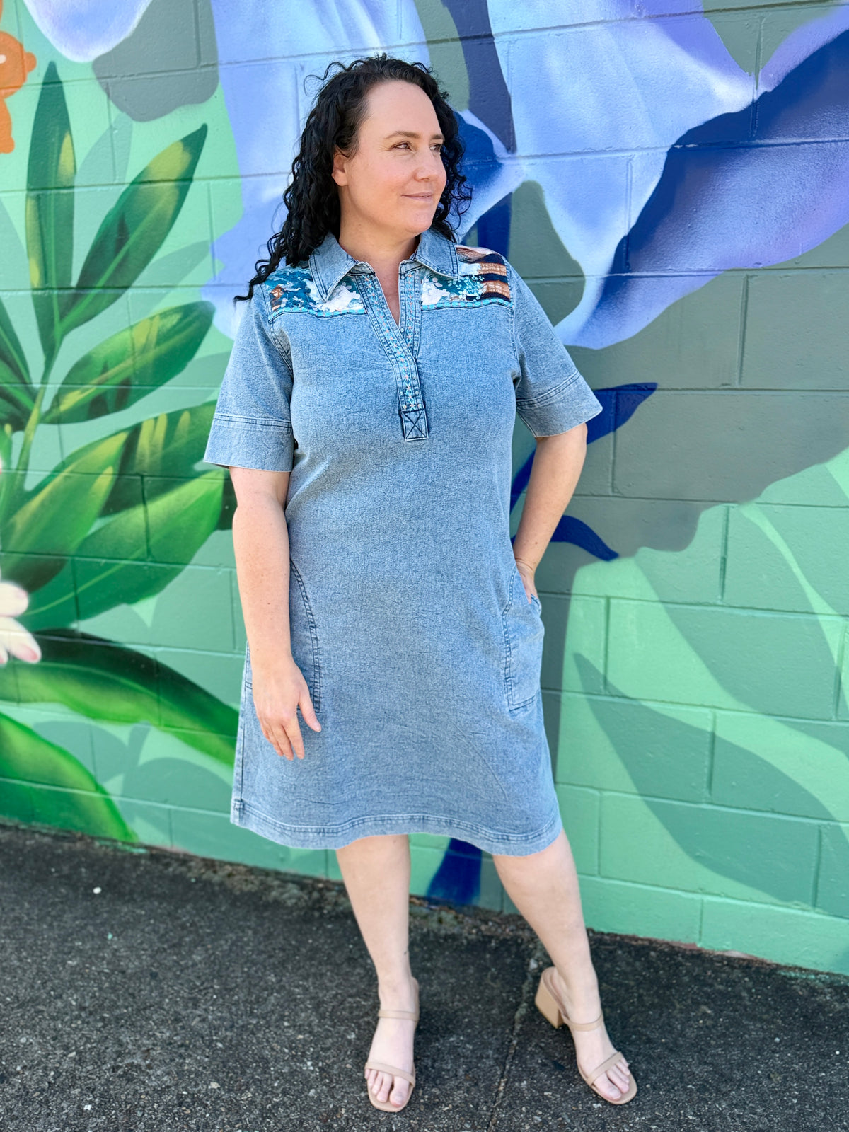 Nanjing Dress - Denim Patch