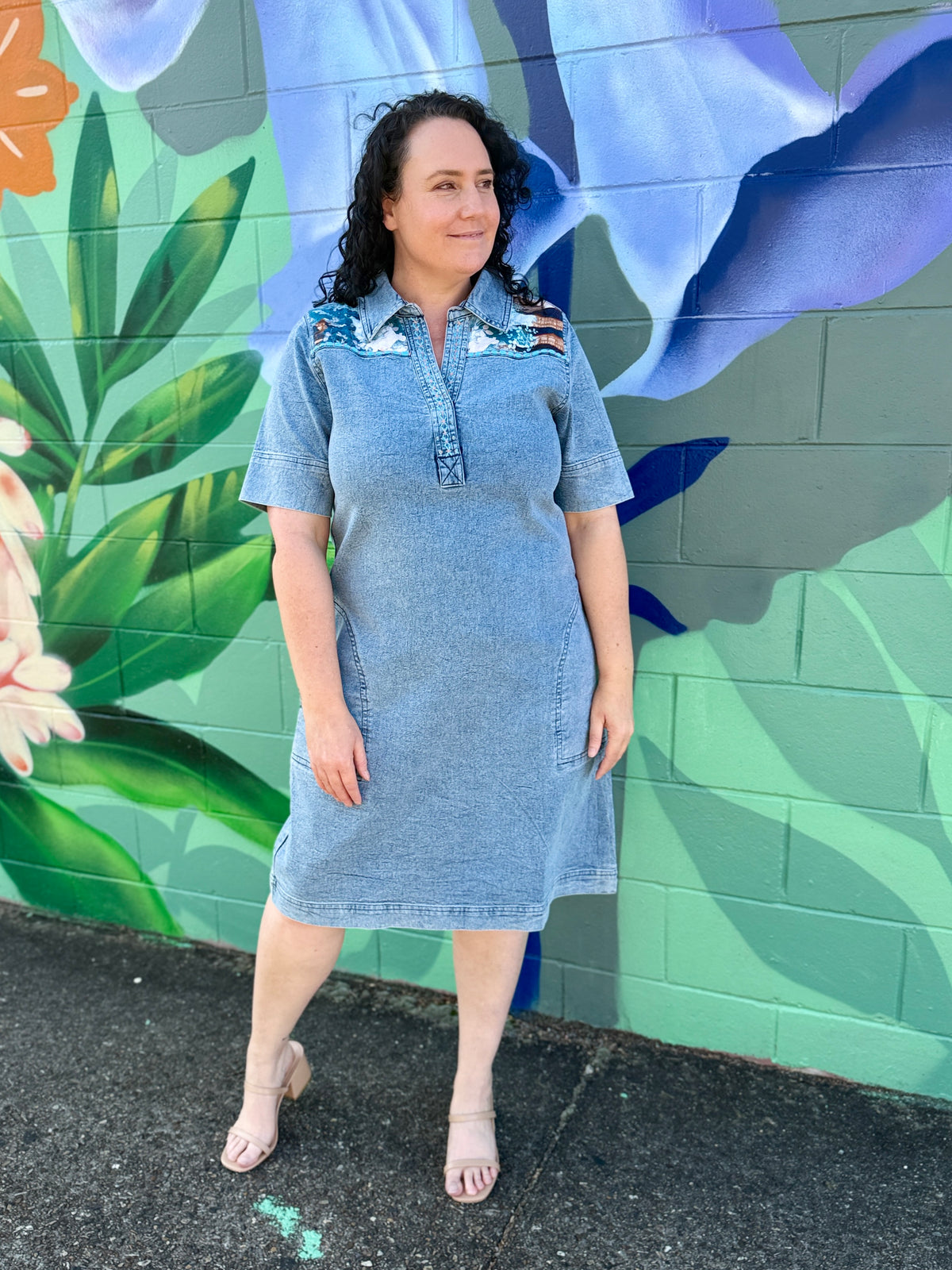 Nanjing Dress - Denim Patch