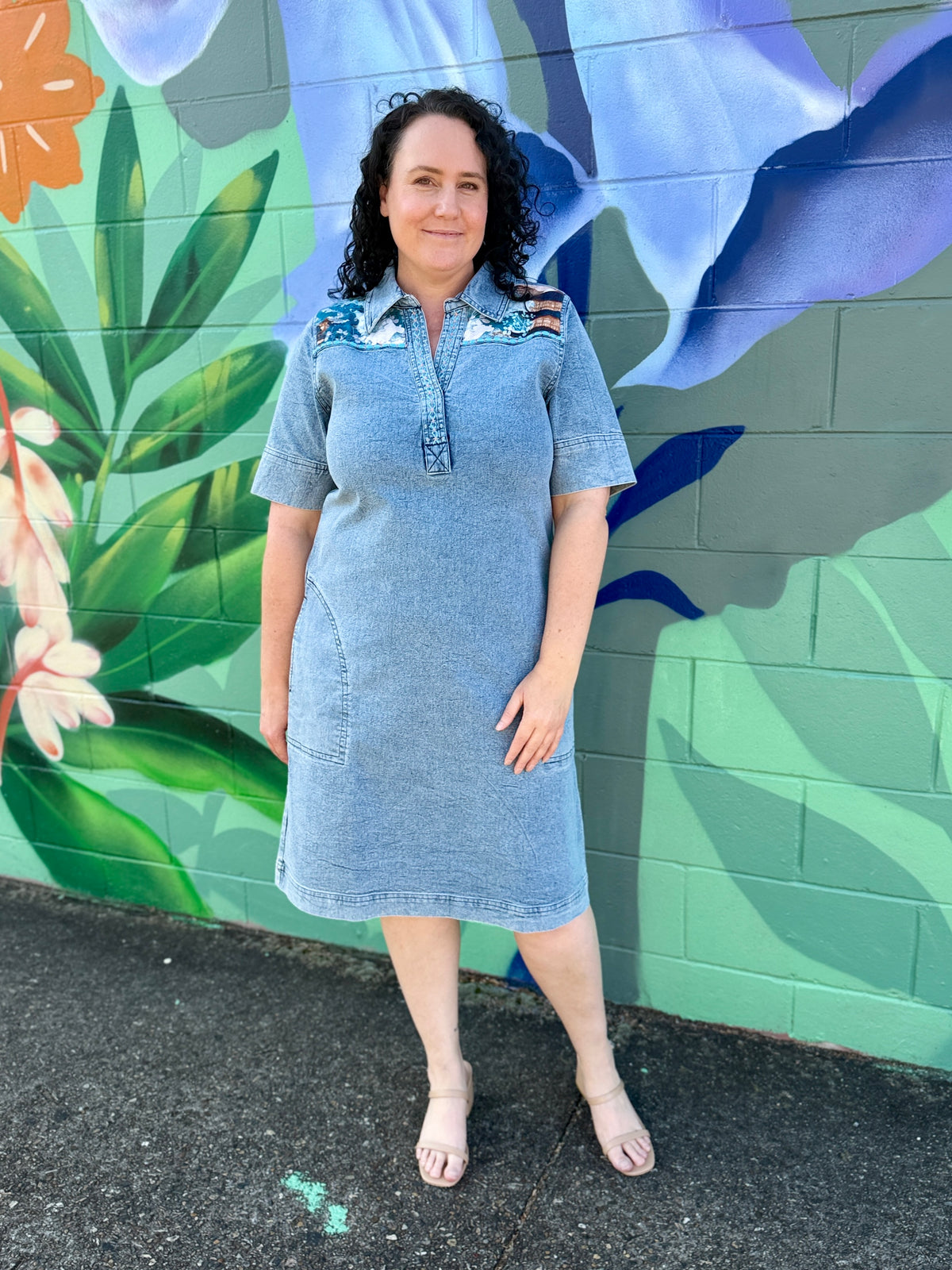 Nanjing Dress - Denim Patch