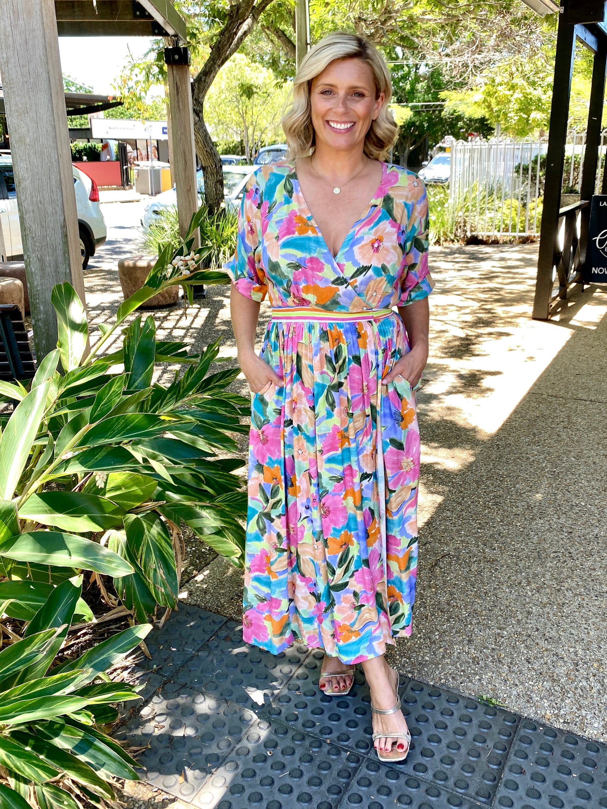Darla Wrap Dress – Electric Bloom
