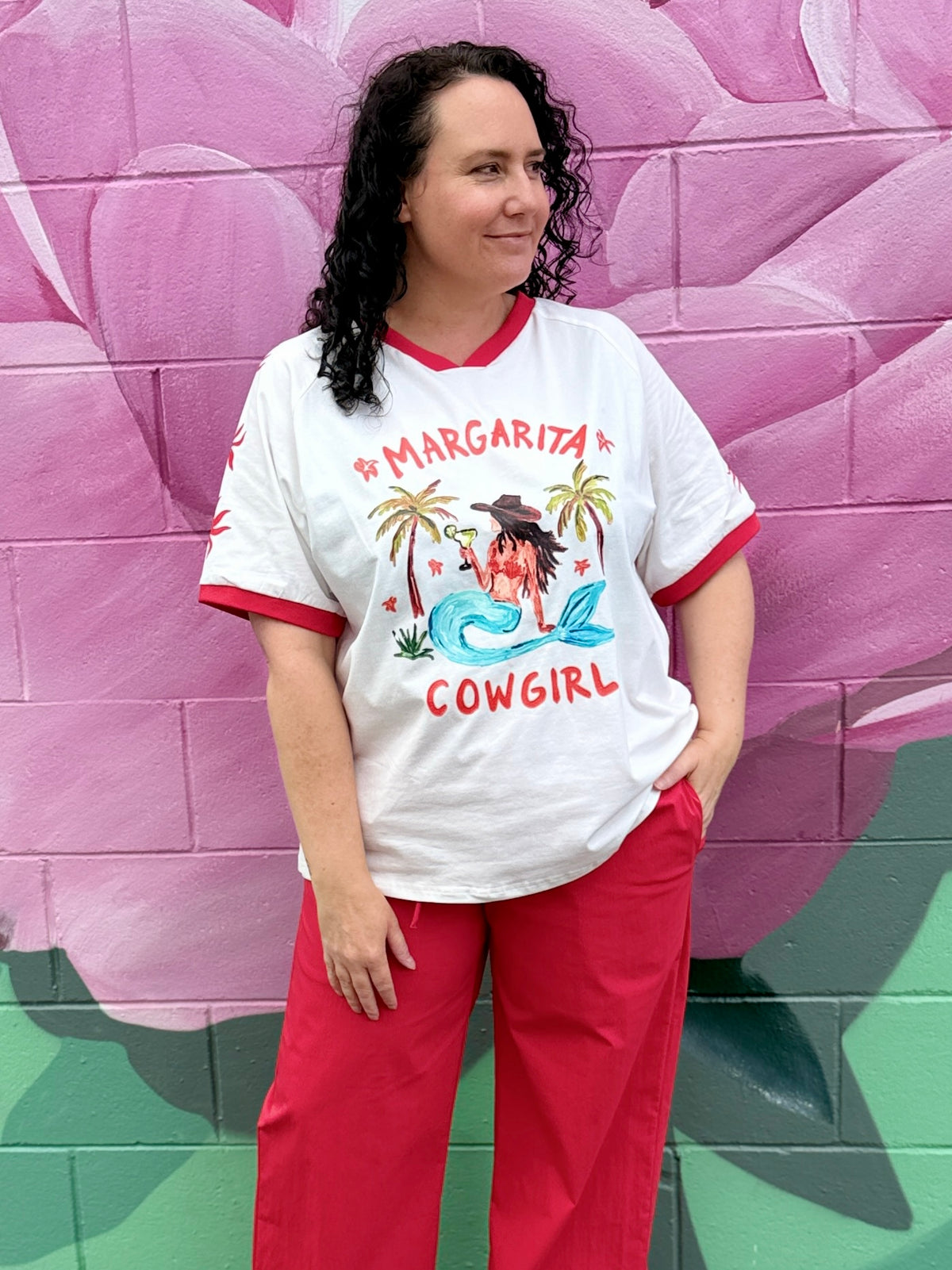 Margs Cowgirl Tee - White
