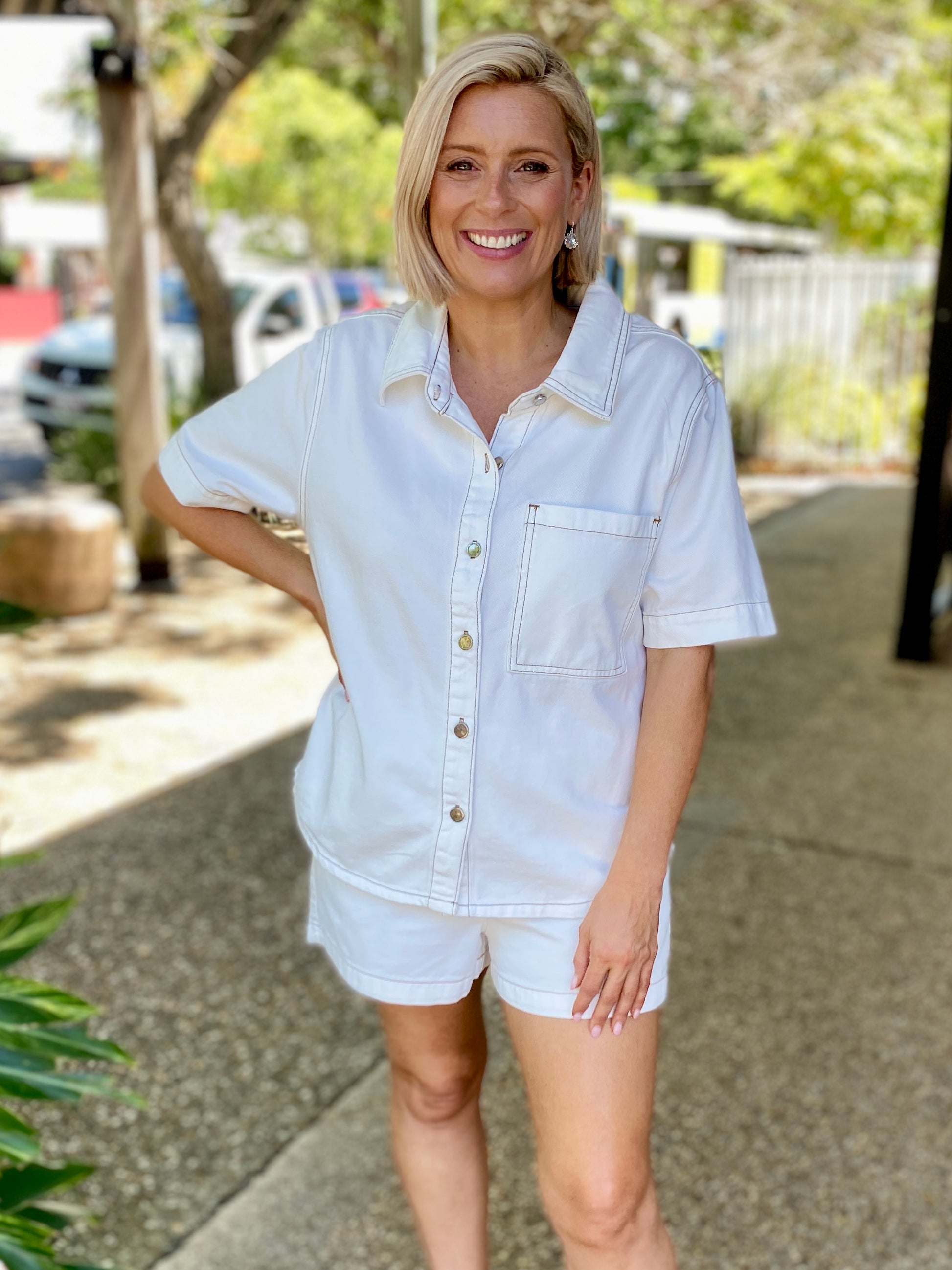 Emma Denim Shirt – White