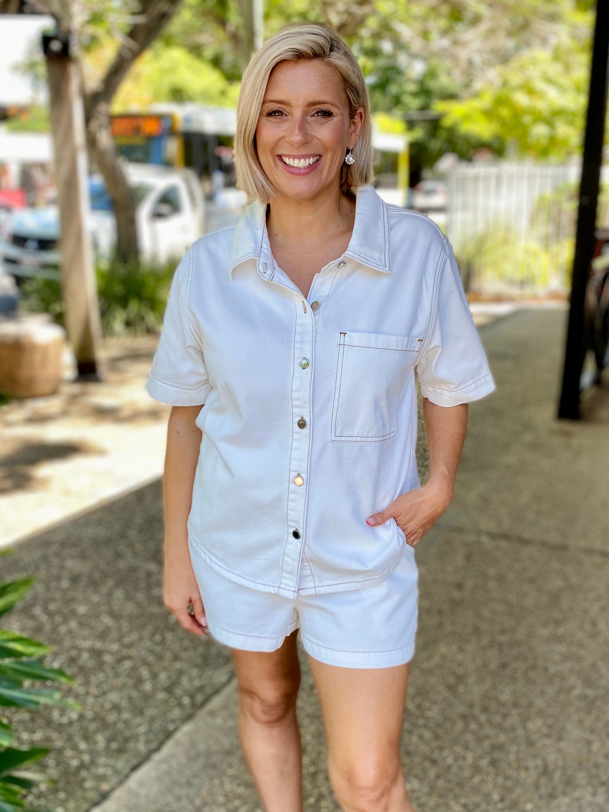 Emma Denim Shirt – White