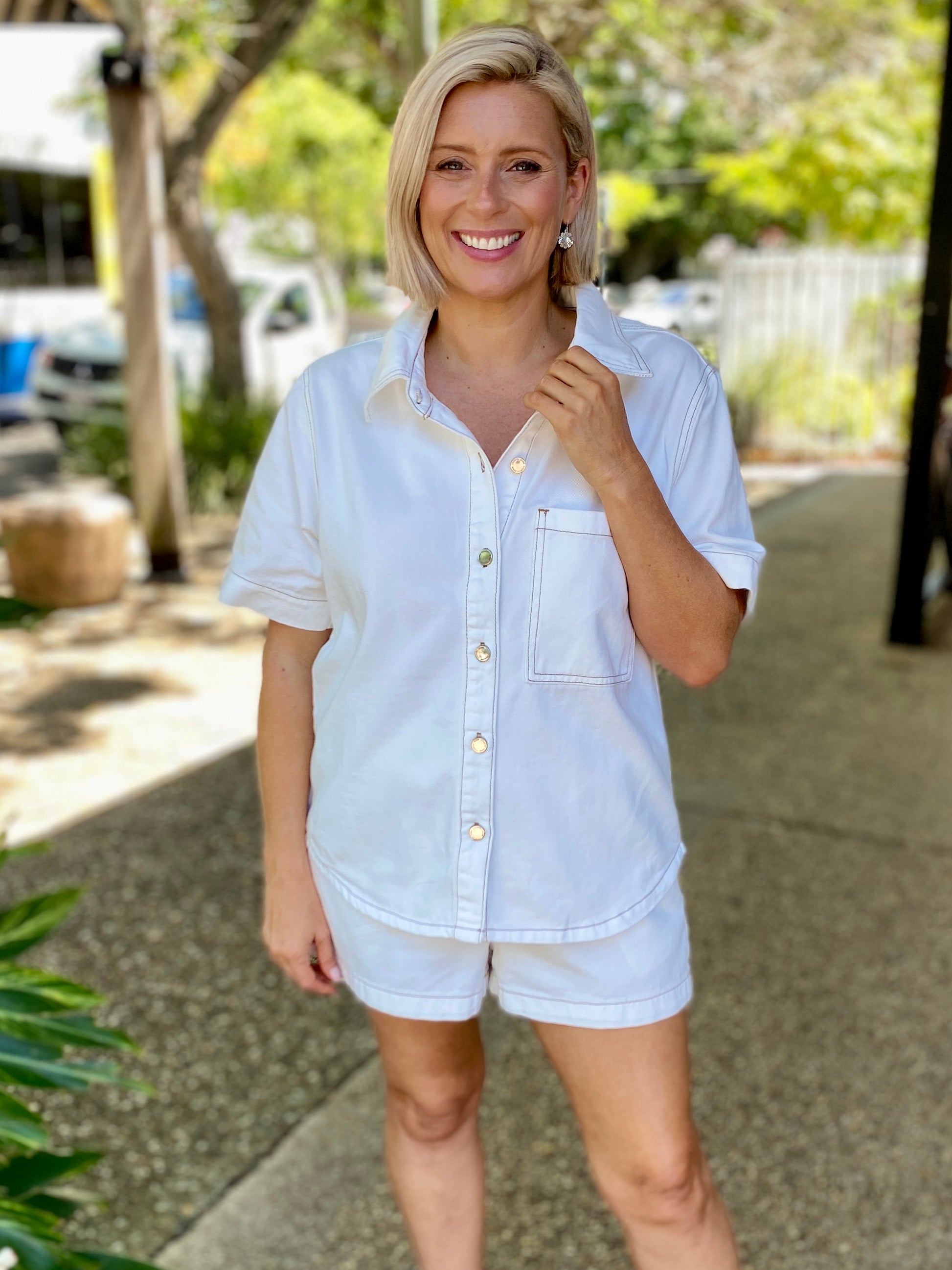 Emma Denim Shirt – White