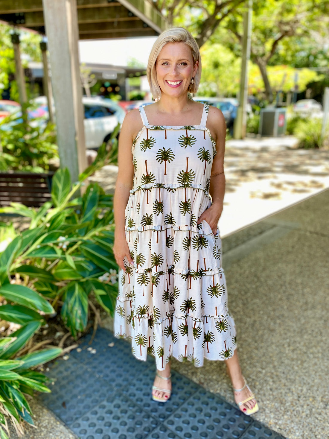 Alita Dress – Ivory Palm