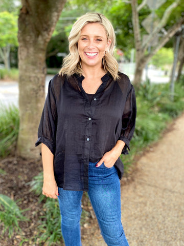 Aurora Linen Shirt – Black
