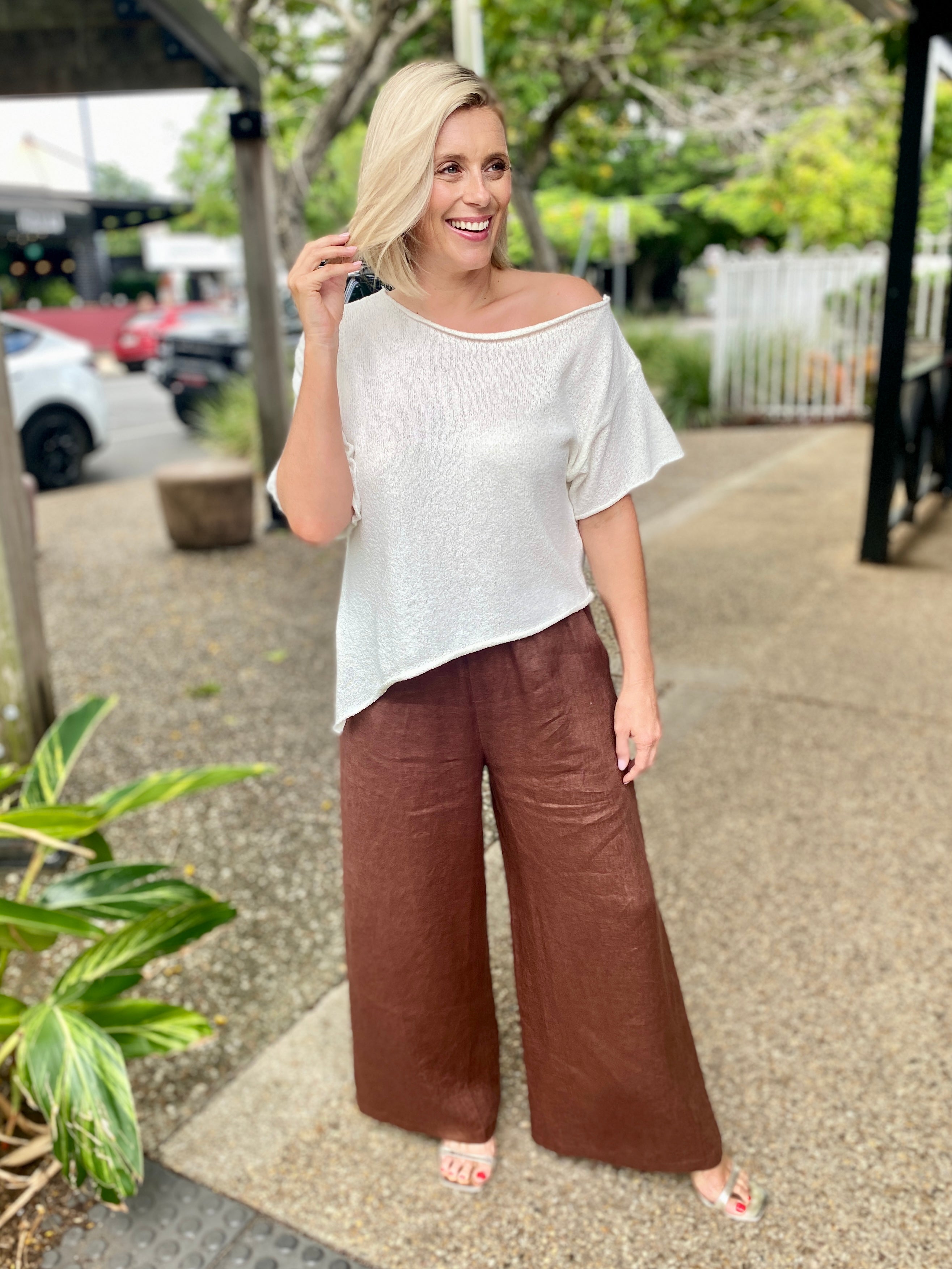 Paige Linen Pant – Choc