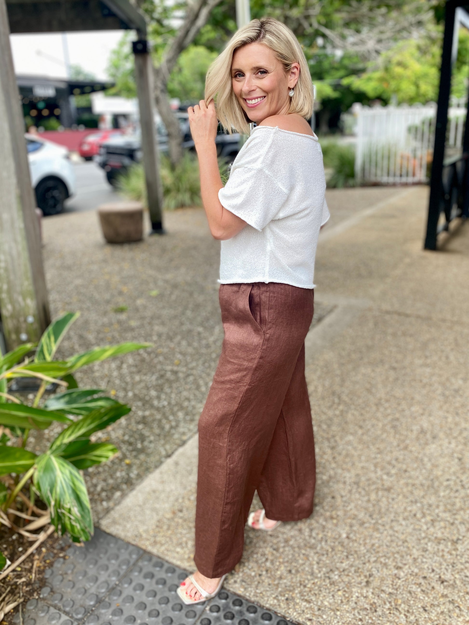 Paige Linen Pant – Choc