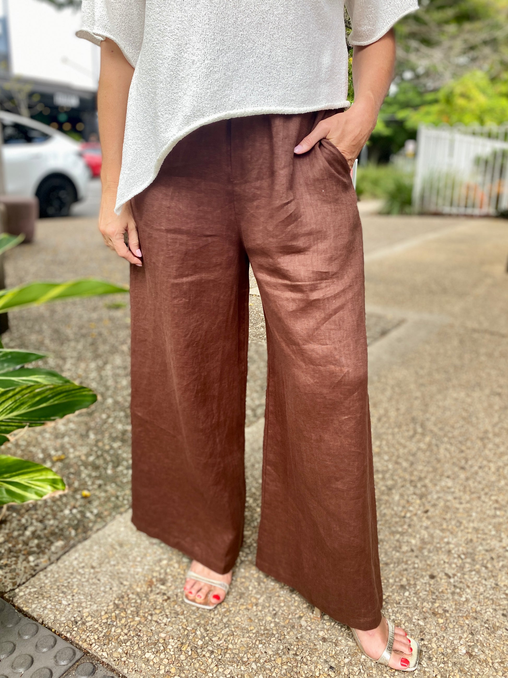 Paige Linen Pant – Choc
