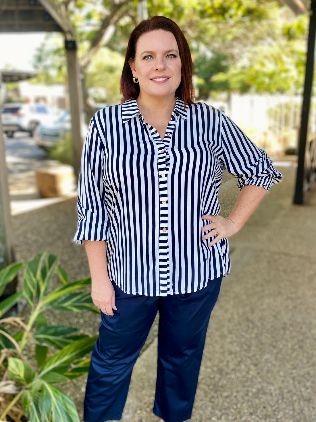 Amour Stripe Shirt – Navy/White