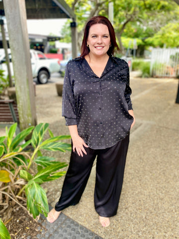 Glimmer Diamante Shirt – Black