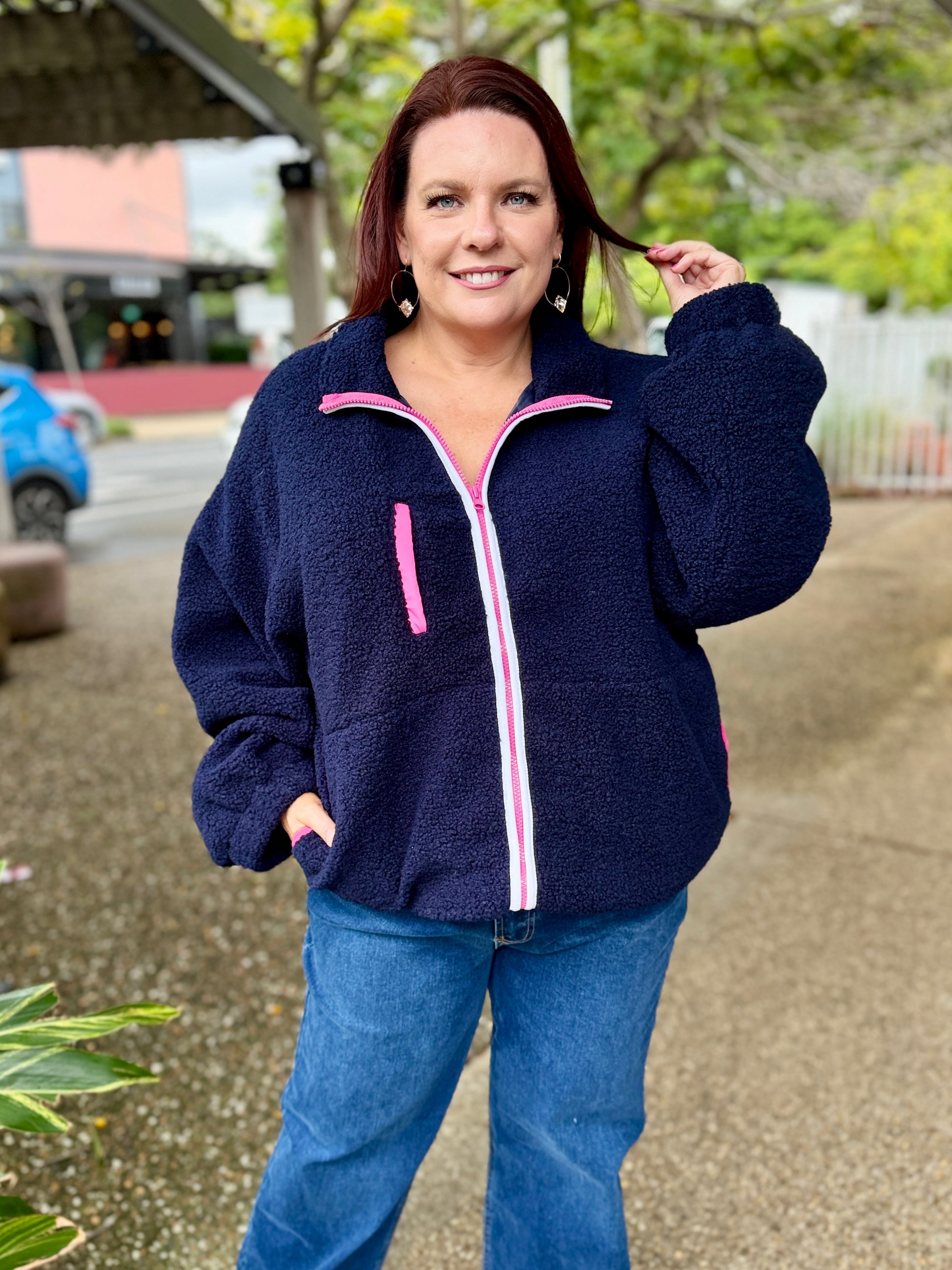 Jayne Fleece Jacket – Navy