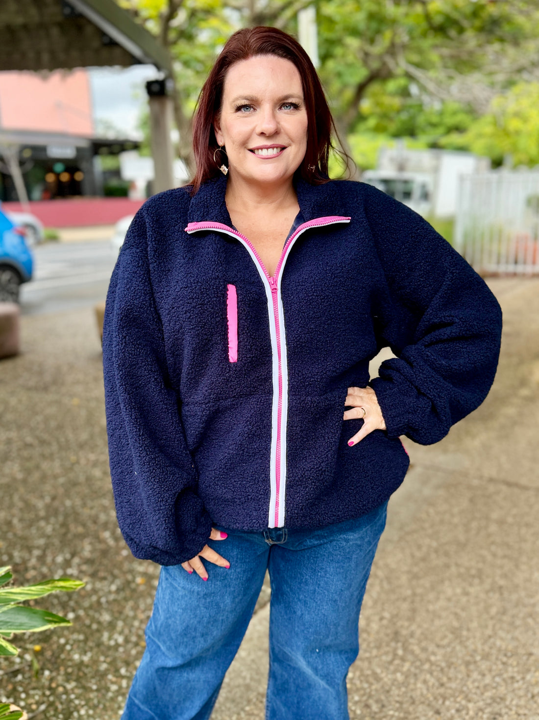 Jayne Fleece Jacket – Navy