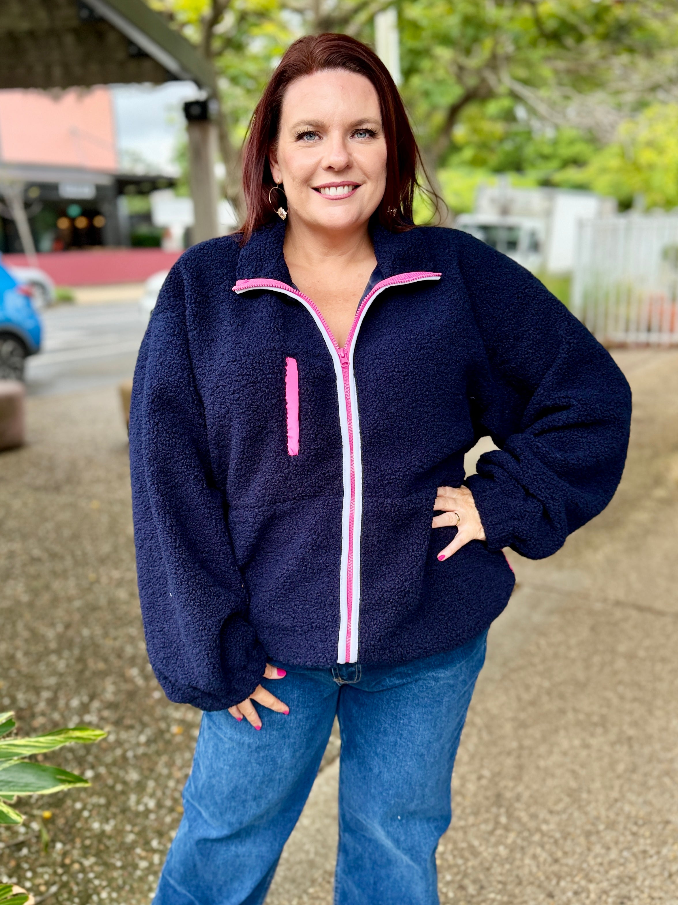 Jayne Fleece Jacket – Navy
