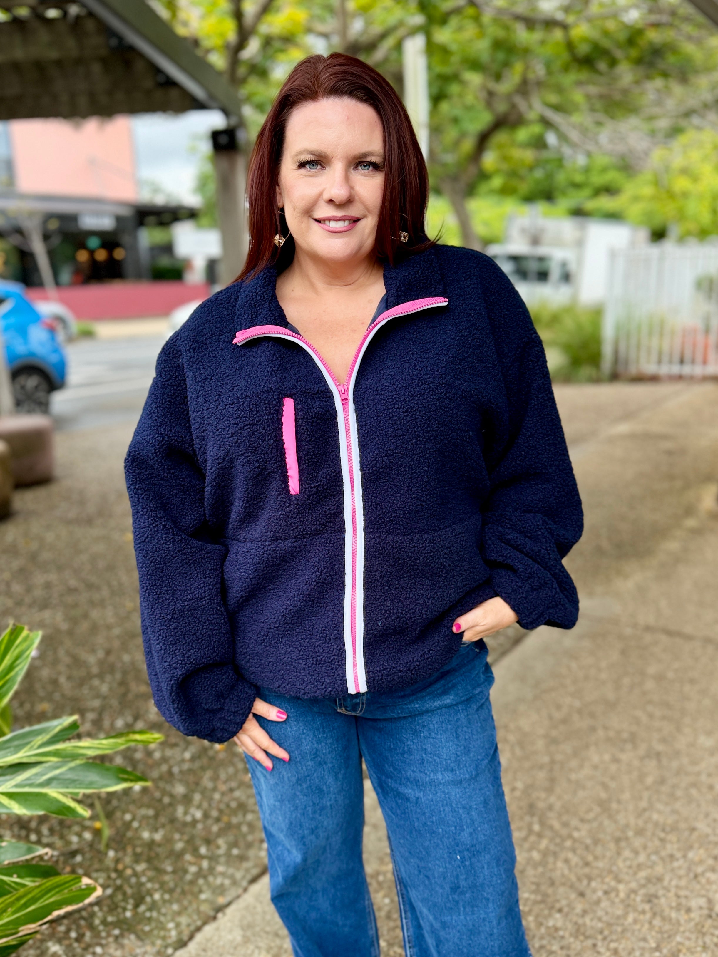 Jayne Fleece Jacket – Navy