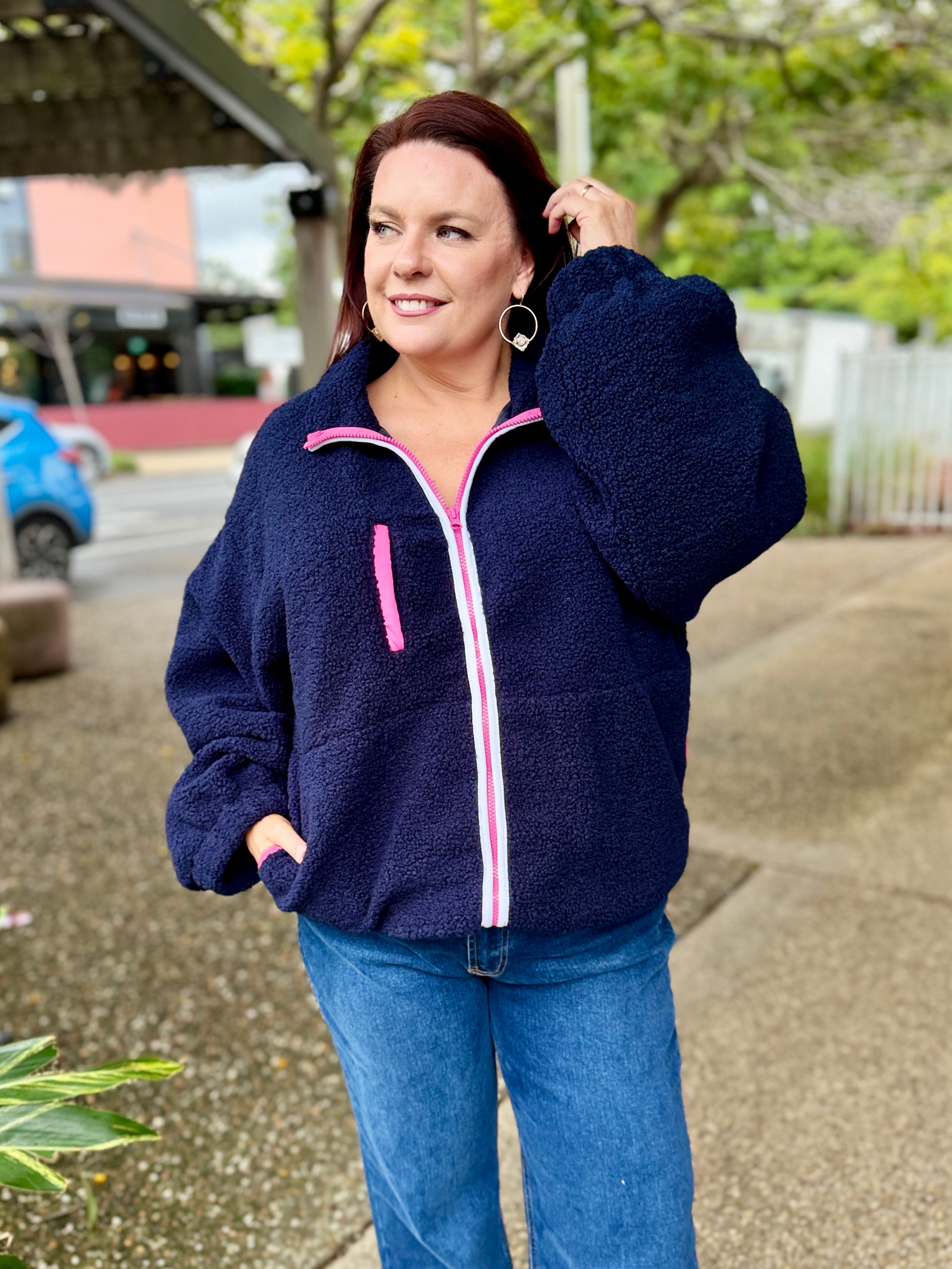 Jayne Fleece Jacket – Navy