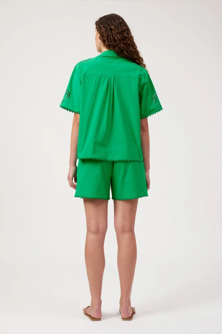 Haven Larissa Broderie collared button Shirt-Green Set