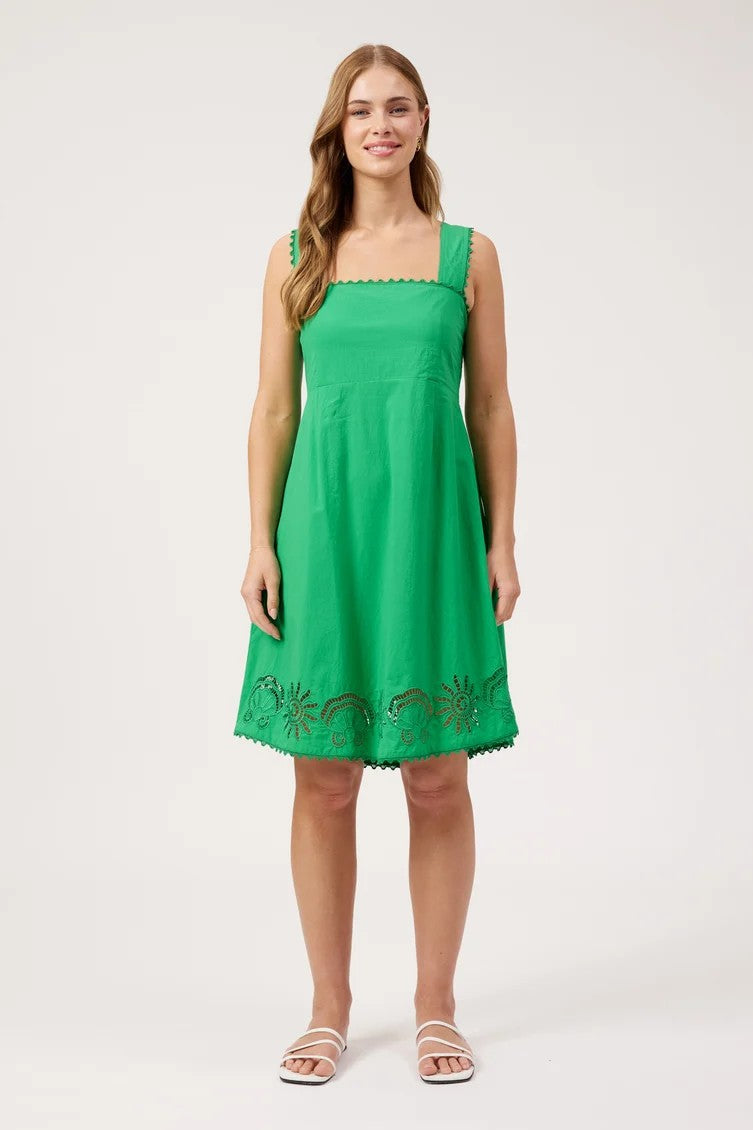 Haven Green Larissa Broderie knee Length Dress