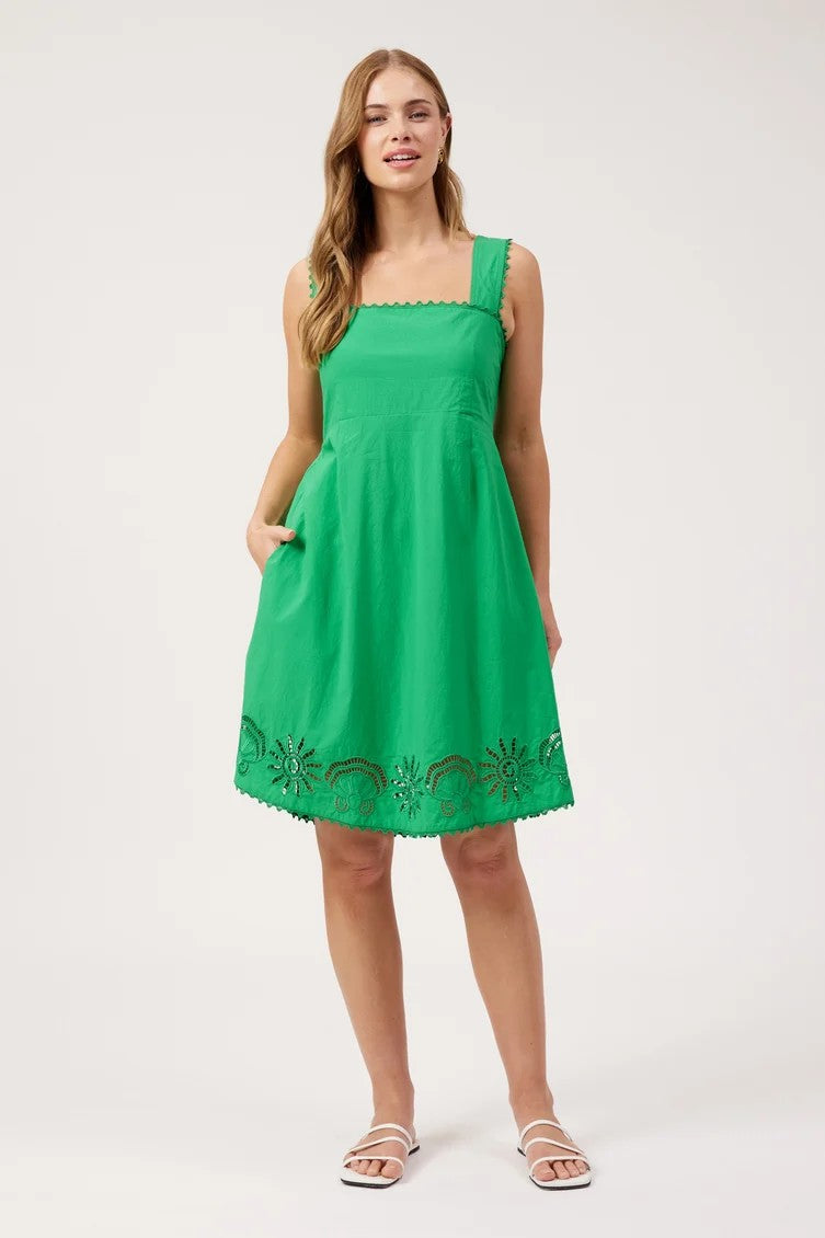 Haven Green Larissa Broderie knee Length Dress