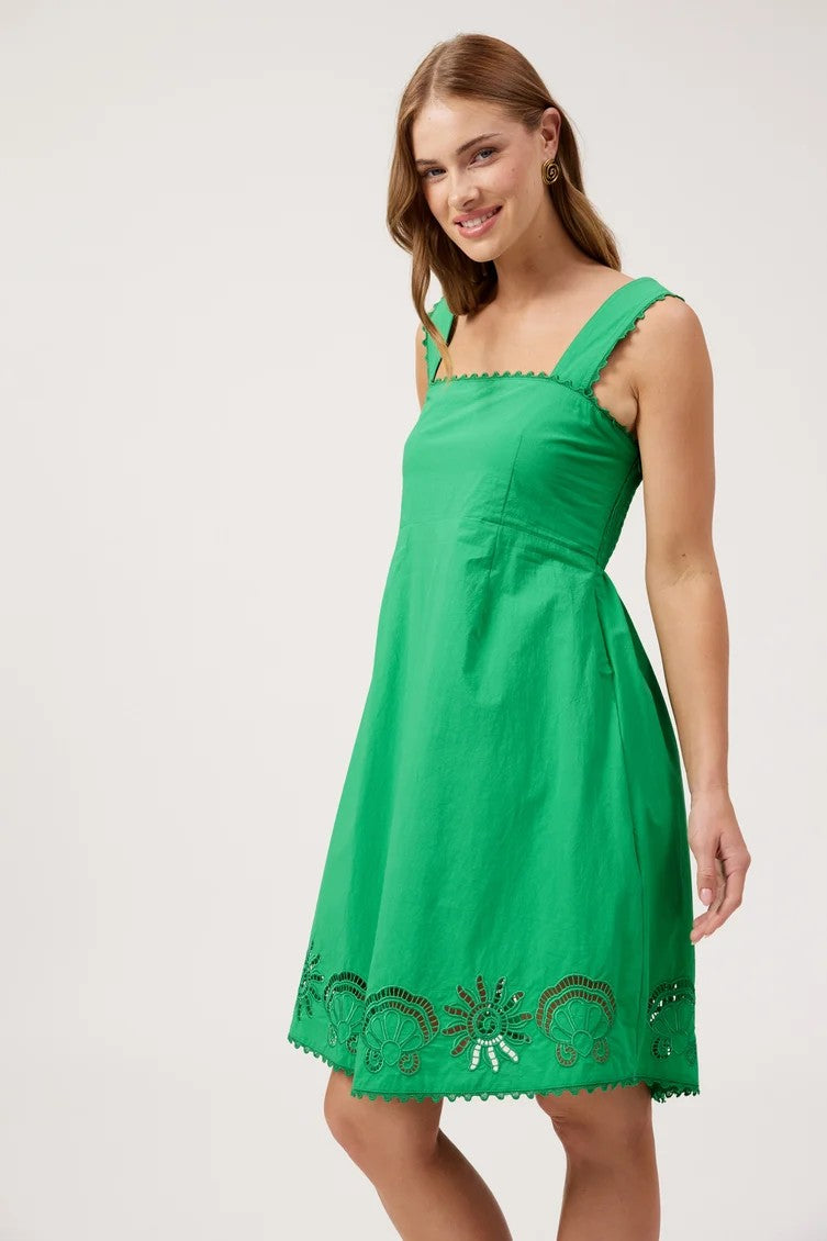 Haven Green Larissa Broderie knee Length Dress