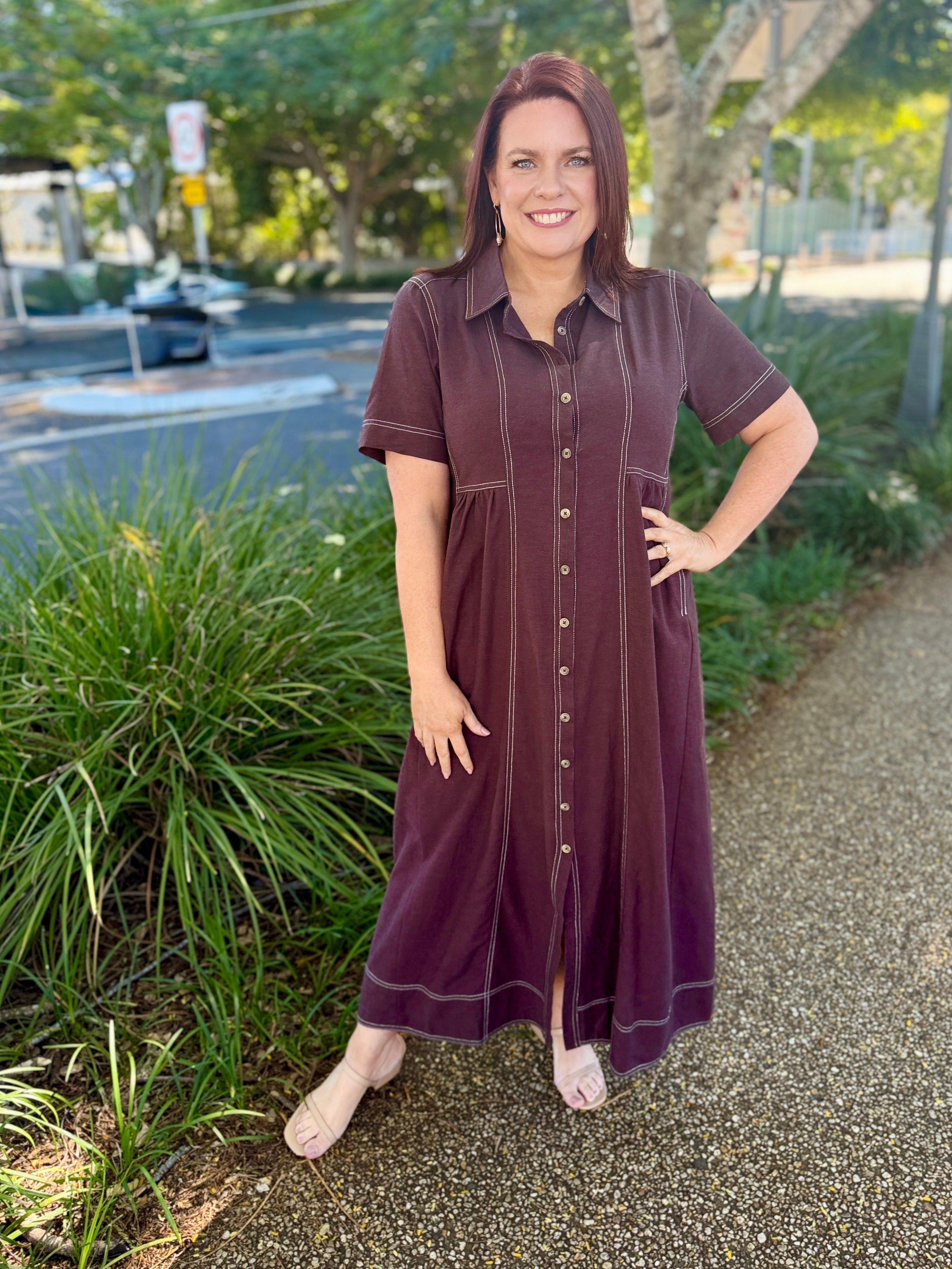 Larissa Midi Dress - Choc