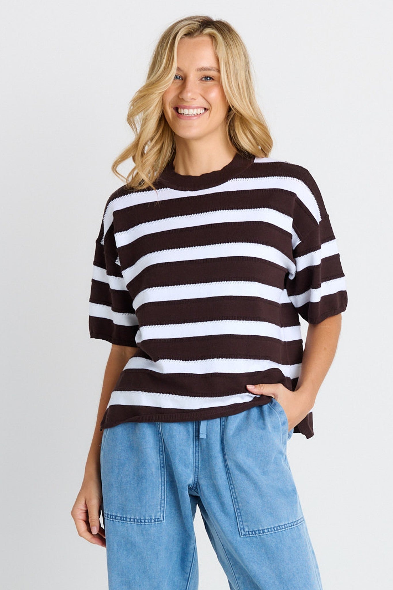 Libby Boxy Top - Chocolate Stripe