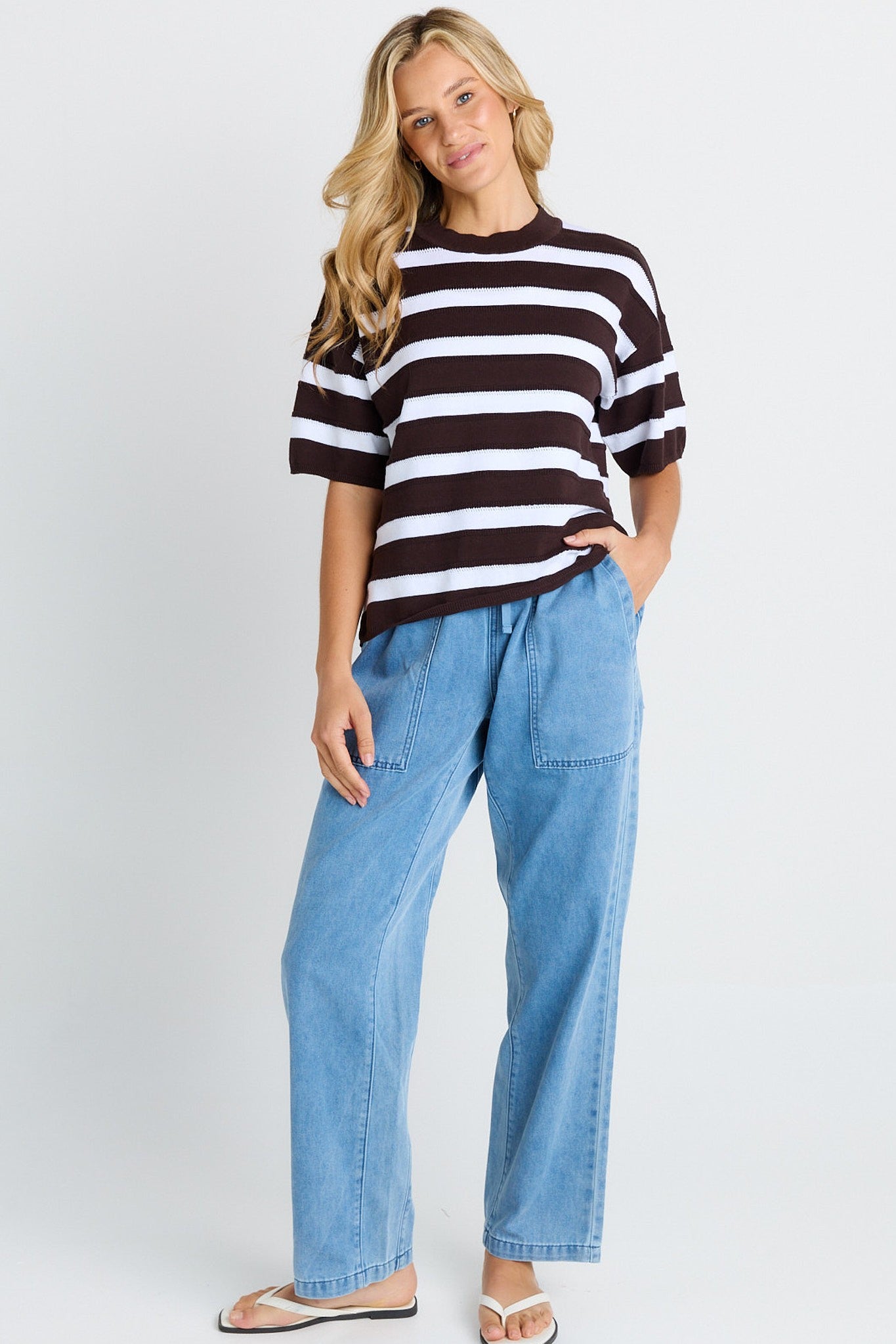 Libby Boxy Top - Chocolate Stripe