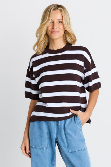 Libby Boxy Top - Chocolate Stripe