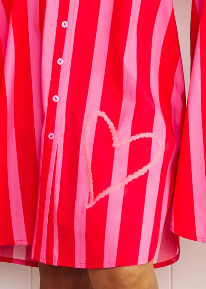 Maddie Dress - Red & Pink Stripe