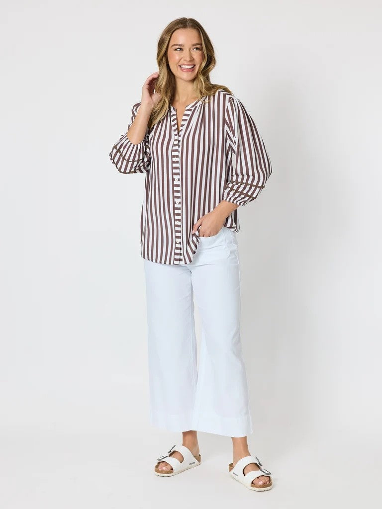 Montecito Stripe Top - Coffee