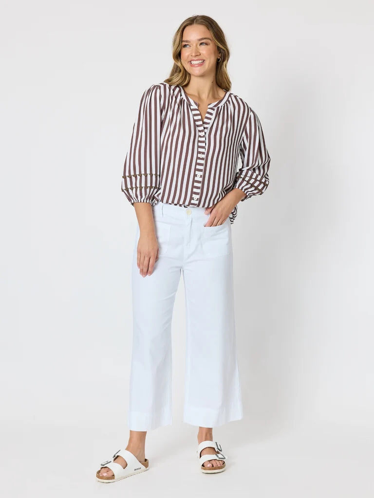 Montecito Stripe Top - Coffee