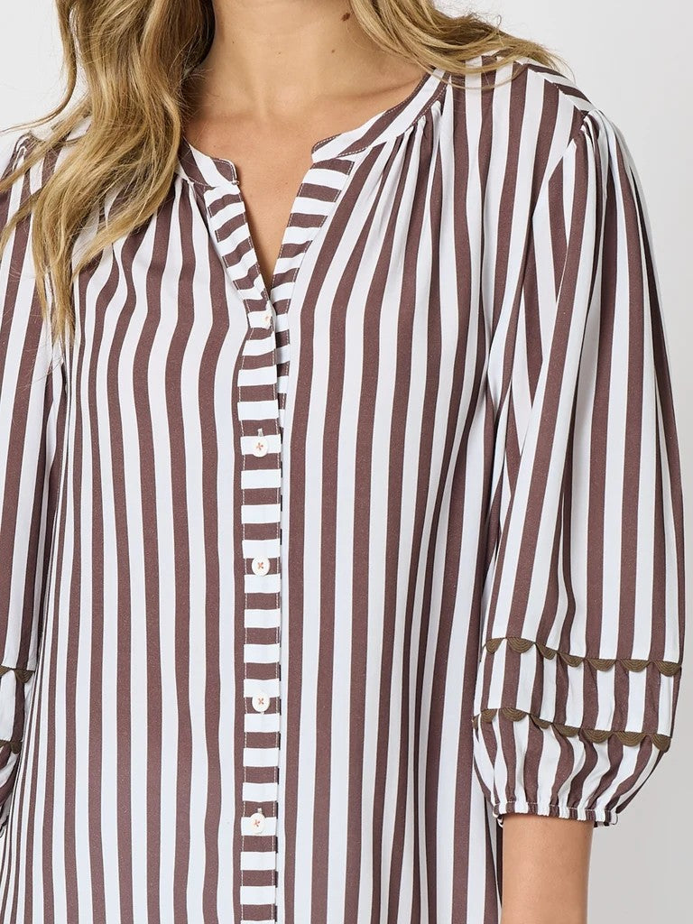 Montecito Stripe Top - Coffee